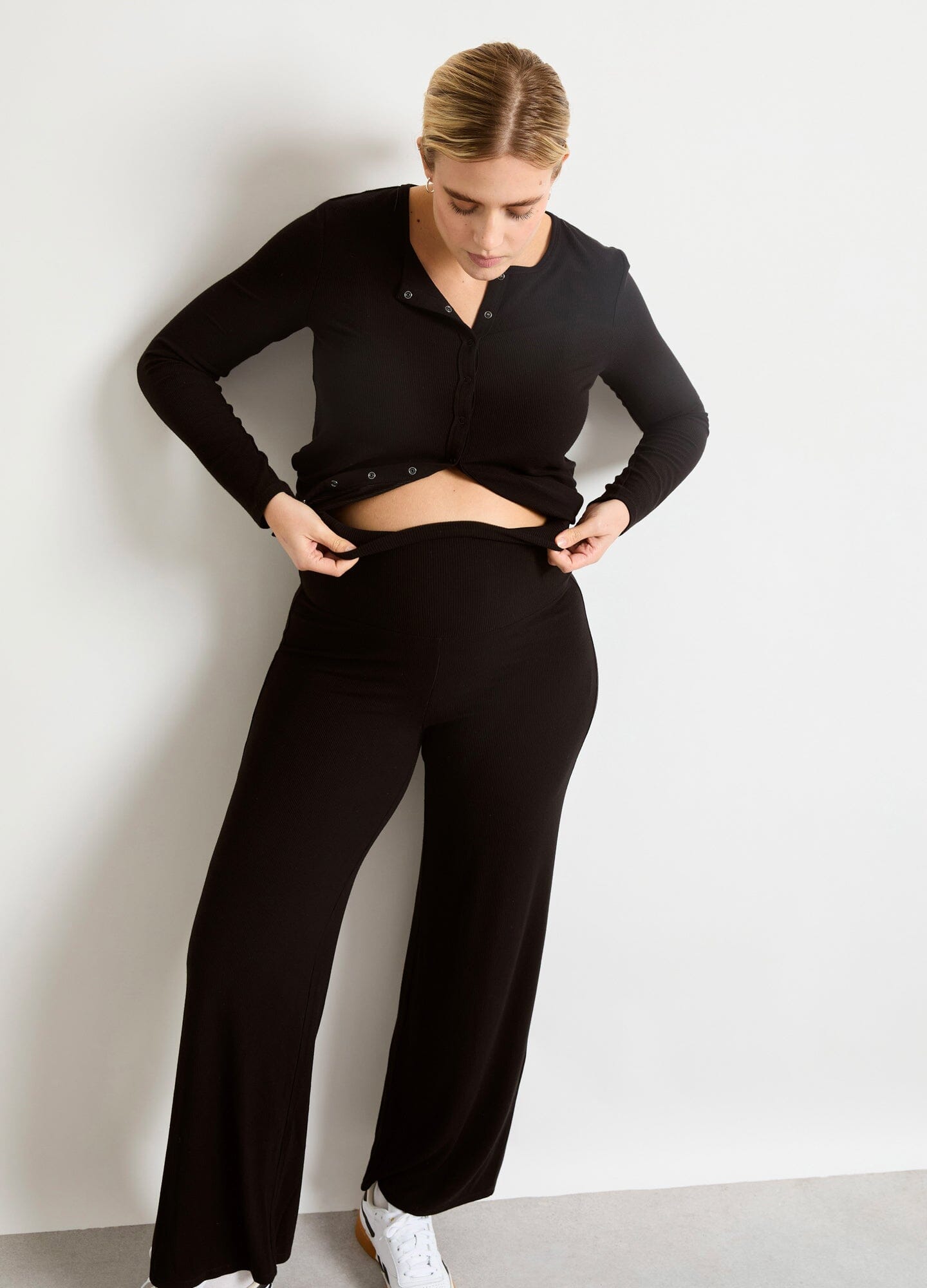 Ultra-Soft Rib Over Under Relaxed Pants for Women - Cozy Lounge & Sleepwear, Perfect for Yoga, Home Relaxing & Casual Outings