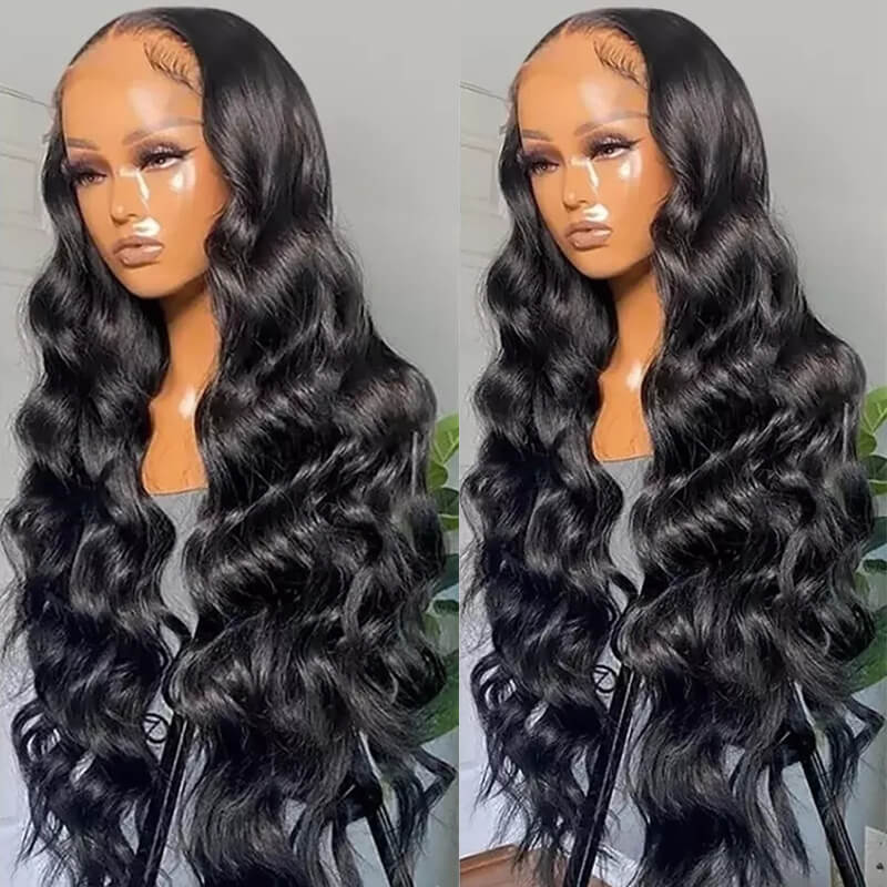 Eullair Glueless Loose Wave Human Hair Wig with HD Transparent Lace Frontal | Natural Curly Hairpiece for Women | Perfect for Daily Wear, Cosplay & Special Occasions