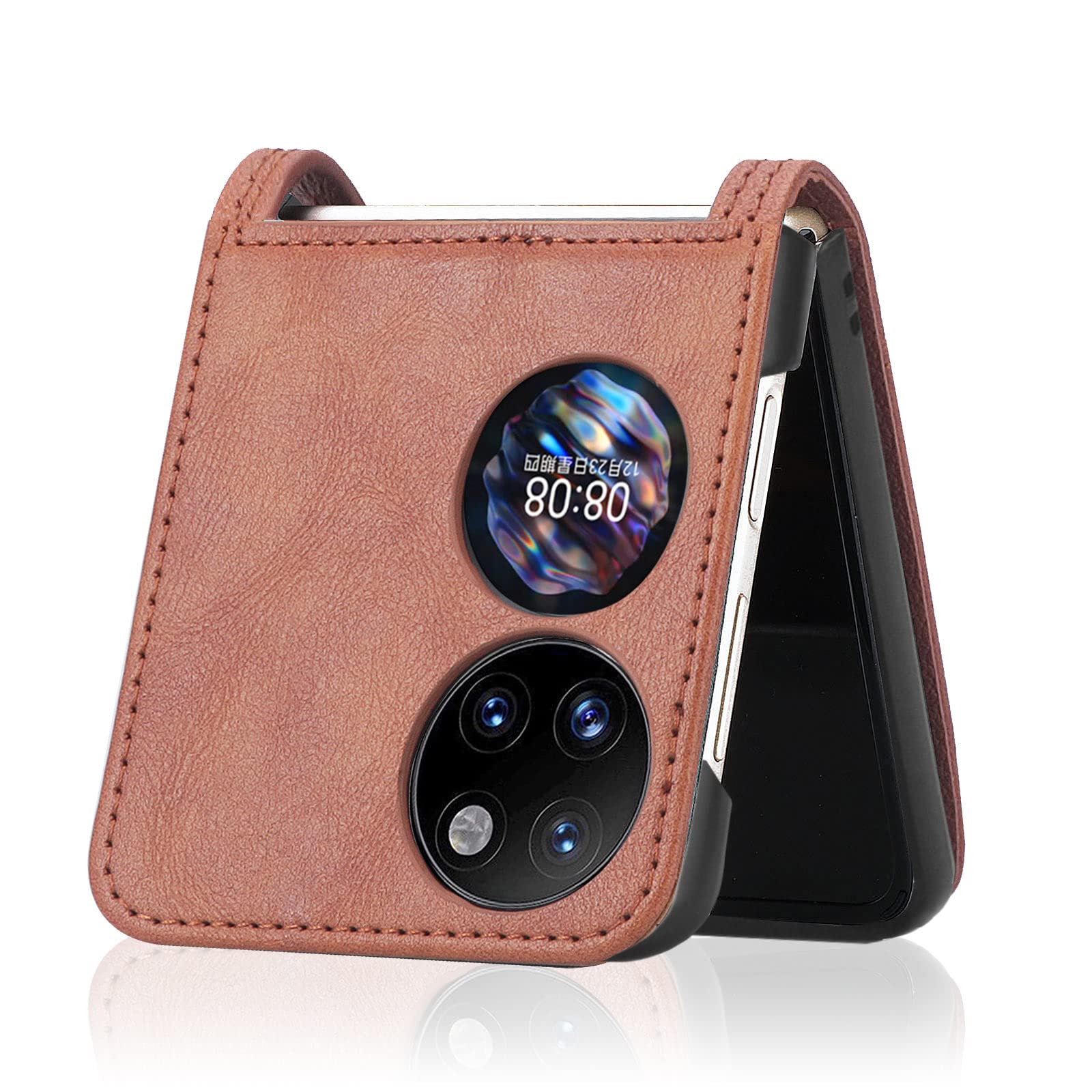 Huawei P50 Pocket Case Cover - Premium PU Leather Flip Case for BAL-AL00 (Brown) | Slim Protective Phone Cover with Card Slots | Perfect for Business, Travel & Everyday Use