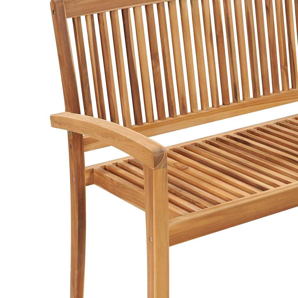 vidaXL Solid Teak Wood Stacking Patio Bench with Cushion - 50.6