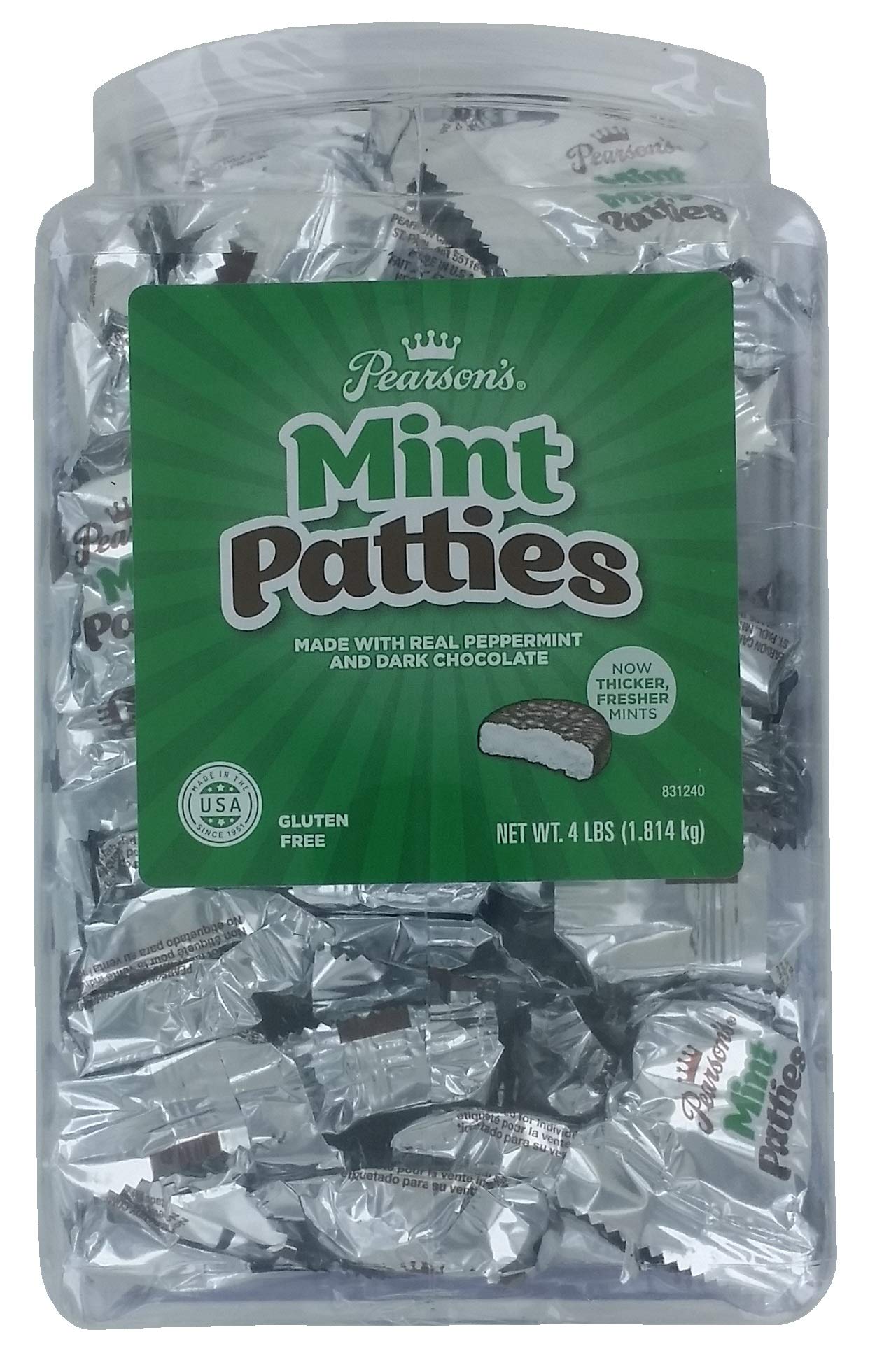 Pearson's Dark Chocolate Peppermint Patties 64oz Jar - Perfect for Gifts & Parties