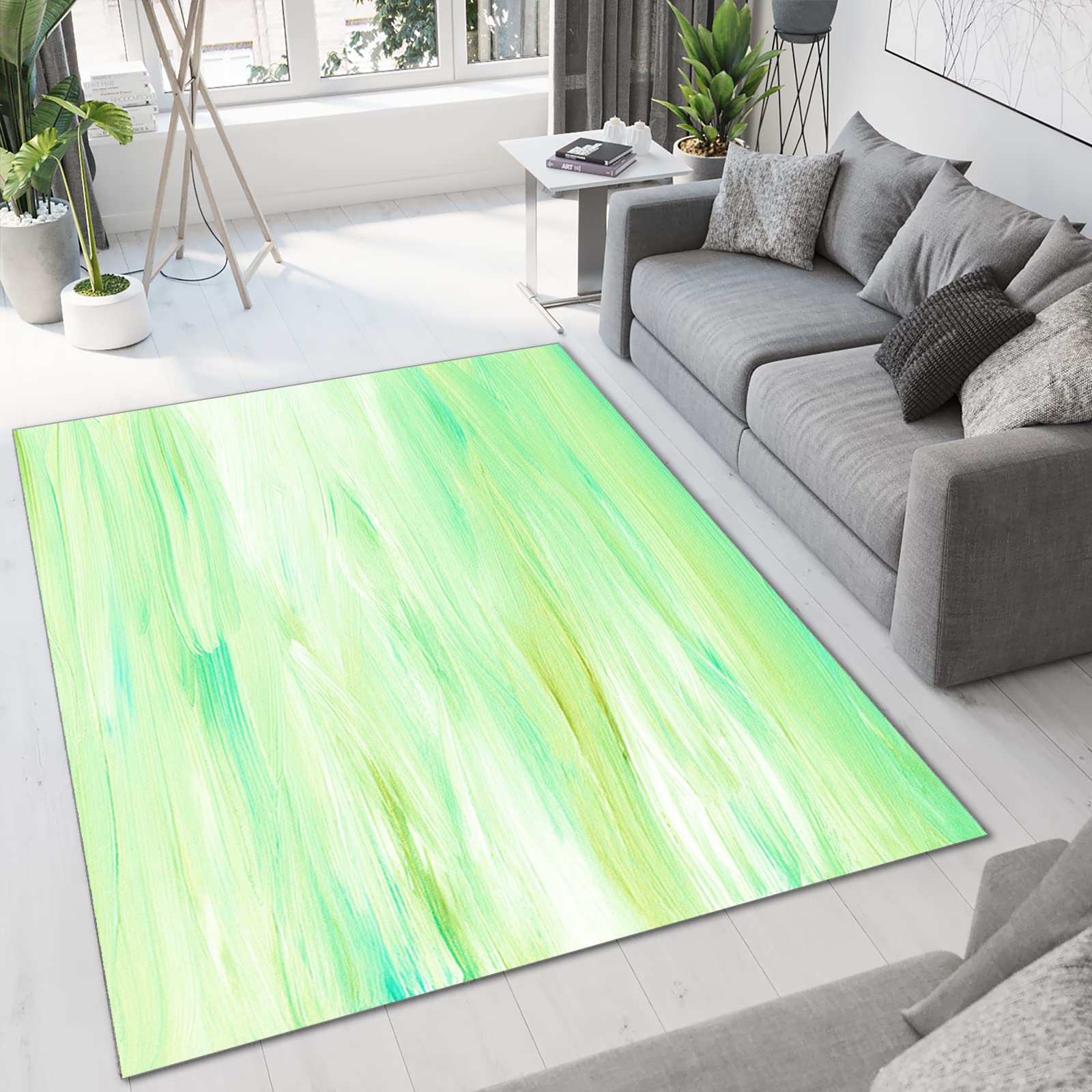 Modern Non-Slip Area Rug 4x6ft - Soft Comfortable Rubber Backing for Living Room, Bedroom, Kitchen & Bathroom - Fresh Home Decor for Cozy Spaces & Family Gatherings