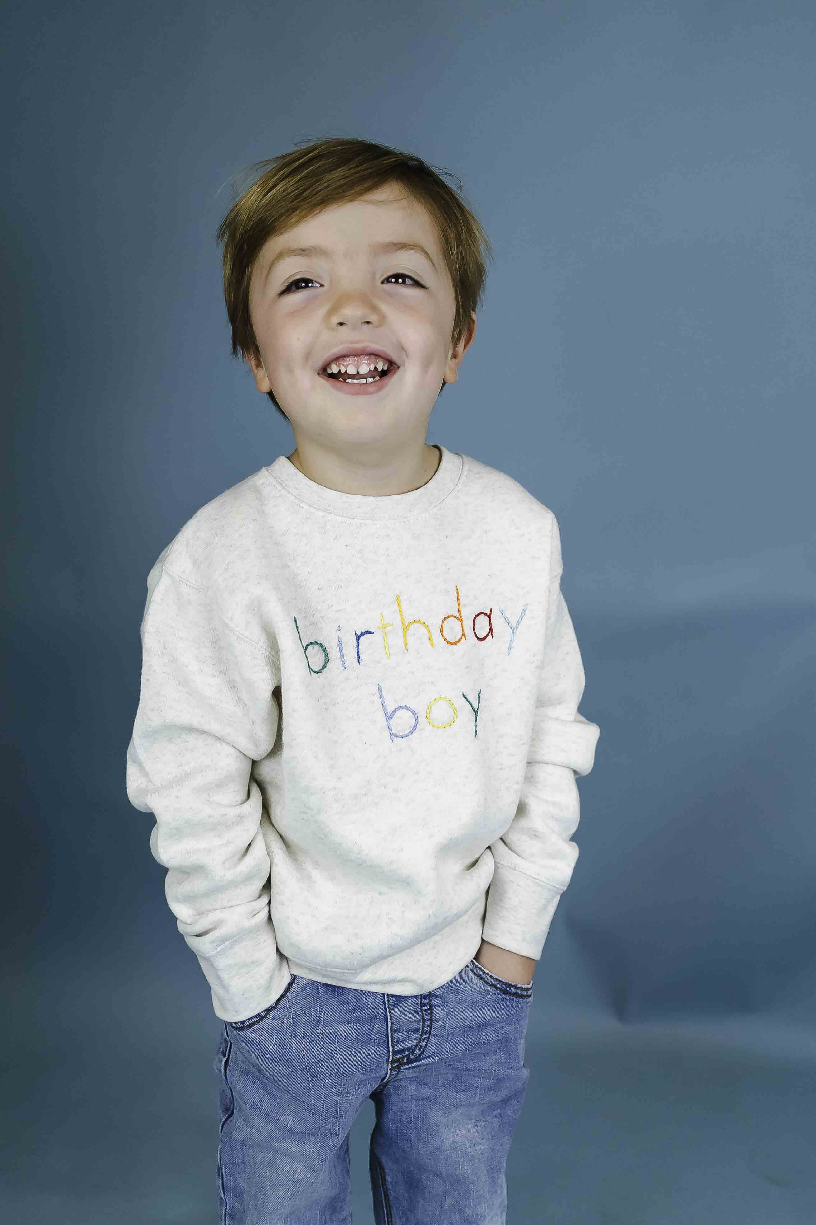 Adorable Embroidered Birthday Boy Sweater for Toddlers - Soft Cotton Crewneck Pullover for 1-3 Year Olds - Perfect for Birthday Parties, Photo Shoots & Special Occasions