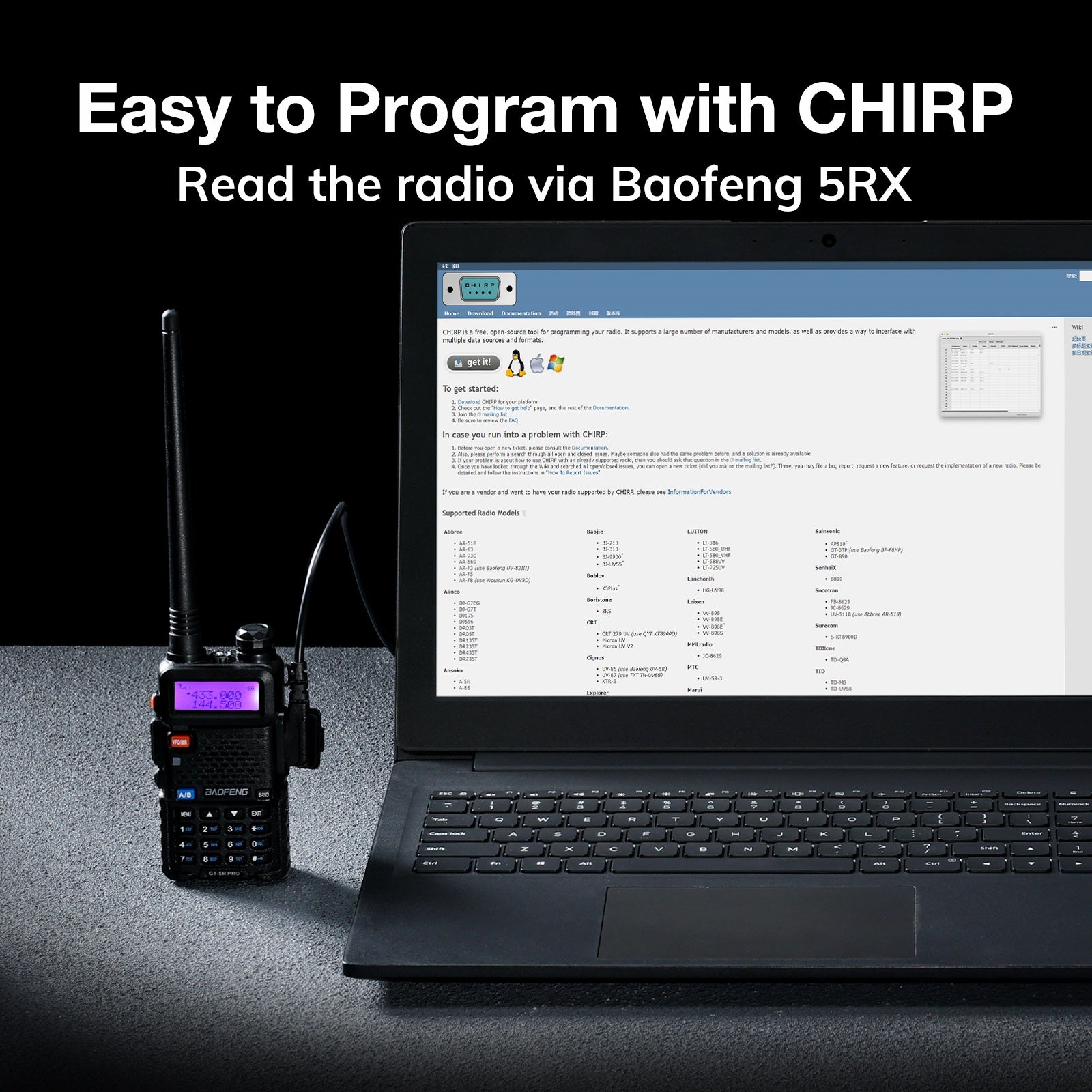 Baofeng GT 5R Pro Two-Way Radio - Long Range Walkie Talkie with NOAA Weather Alert, 128 Channels, VOX & Dual Band (Open Box) - Perfect for Outdoor Adventures, Camping, Hiking & Emergency Communication