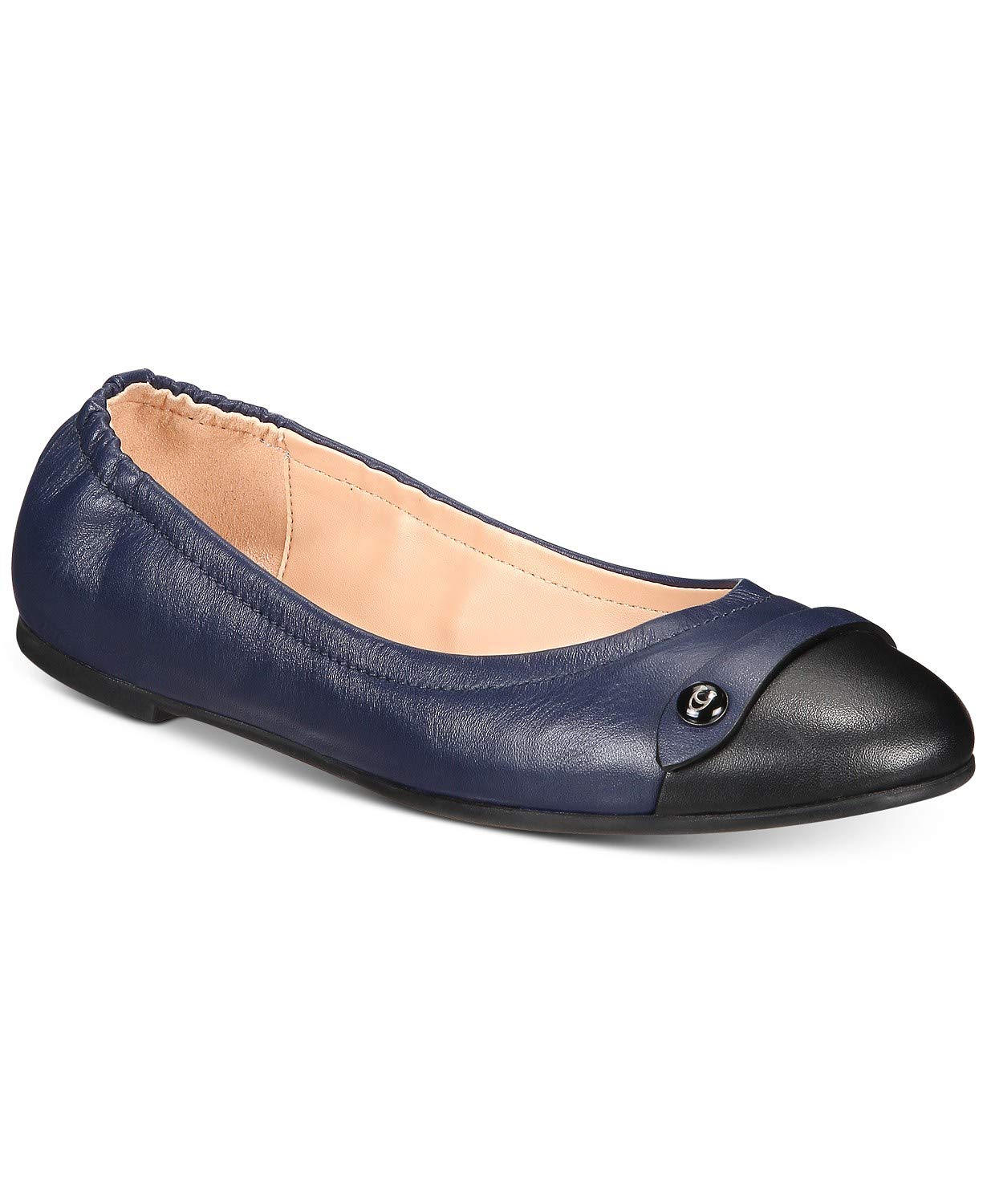 COACH Women's Brandi Ballet Flats - Comfortable Marine Blue Leather Shoes for Women Size 7 | Perfect for Office, Casual Wear & Travel