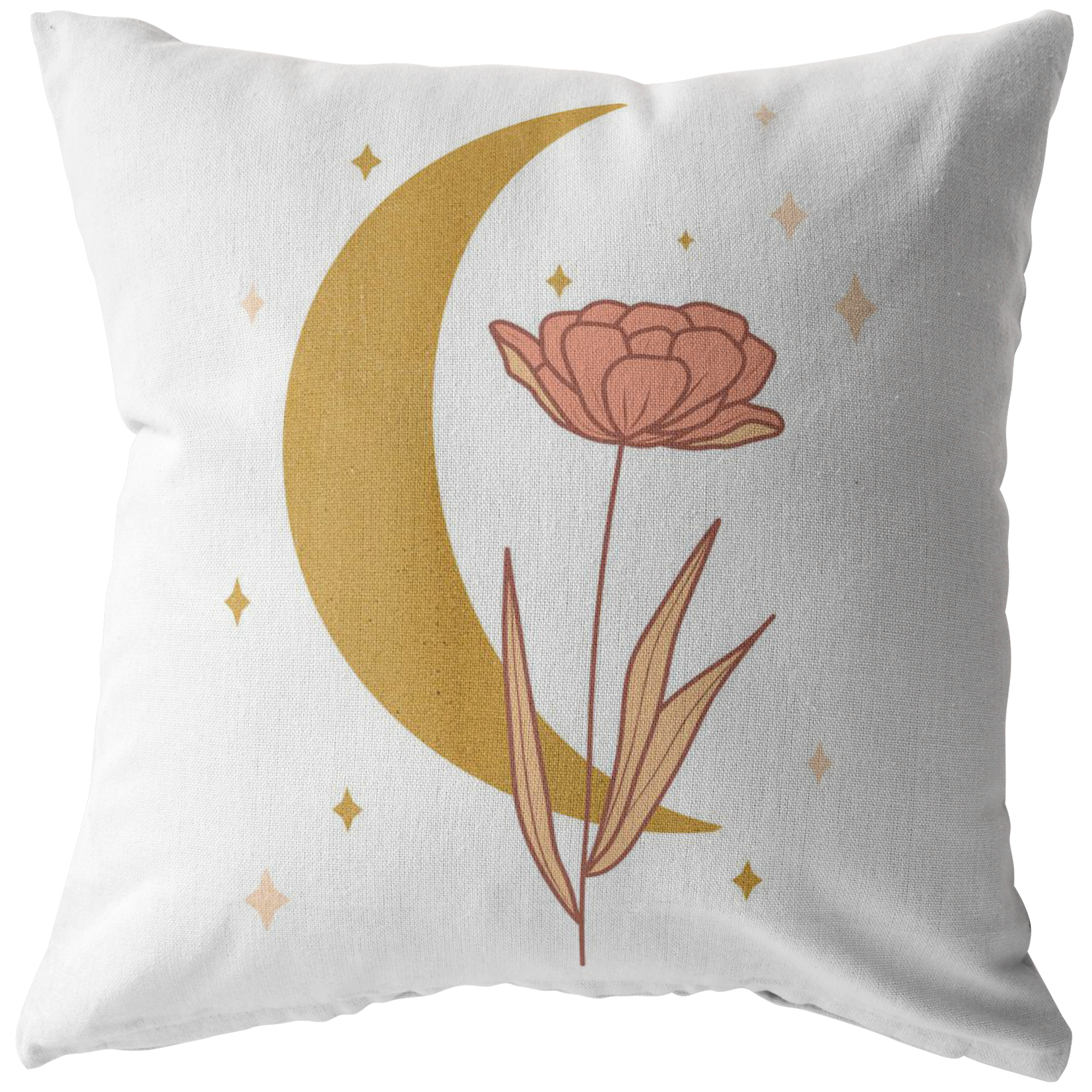 Moon Flower Throw Pillow - Decorative Accent Cushion for Sofa, Bed & Living Room - Soft Bohemian Home Decor for Cozy Spaces