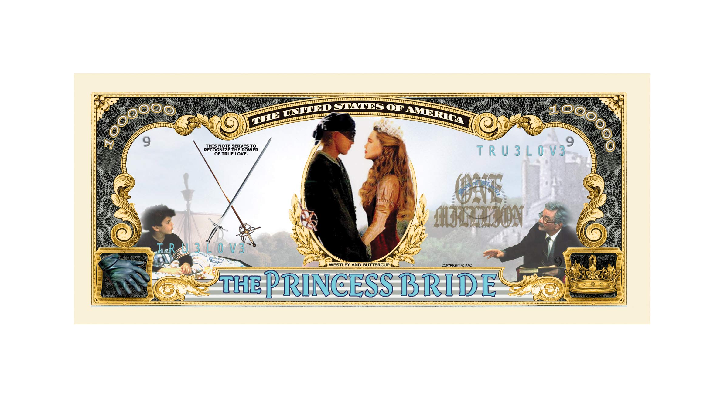 Princess Bride Million Dollar Bill - Pack of 25 American Art Classics | Best Gift for Movie Fans & Collectors | Perfect for Birthdays, Movie Nights & Themed Parties