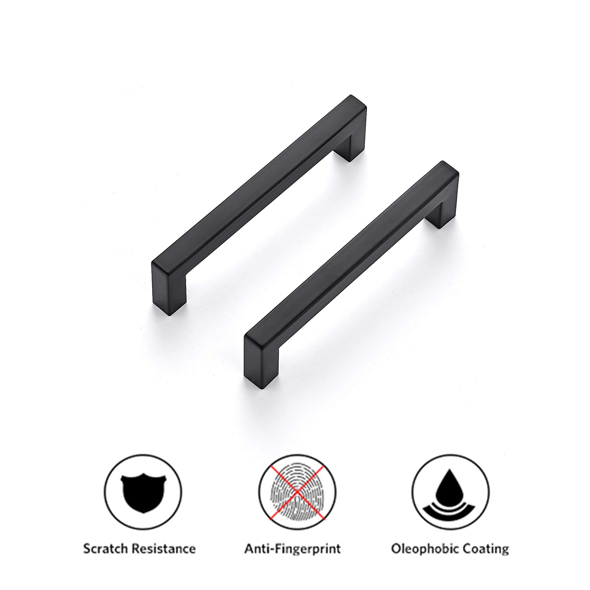 25 Pack Matte Black Square Cabinet Handles - 5 Inch Hole Center, Stainless Steel Kitchen Drawer Pulls for Cabinets & Cupboards | Durable Cabinet Hardware for Modern Home & Office Use