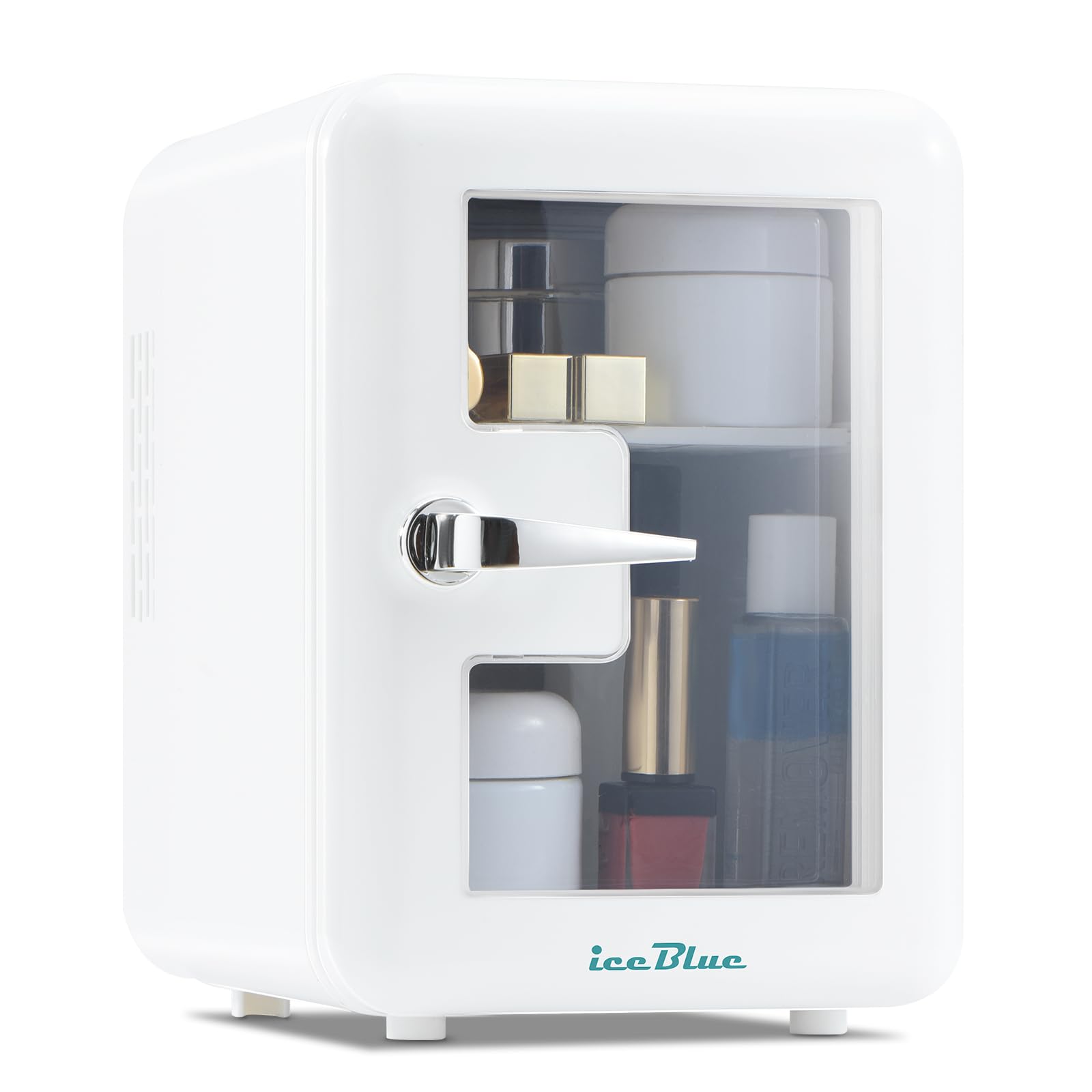 Iceblue 4L Mini Skincare Fridge with Viewing Window - Compact Beauty Fridge for Cosmetics, Perfumes & Beverages - Perfect for Bedroom, Office, Dorm & Car - Keep Your Skincare Fresh & Drinks Cool (White)