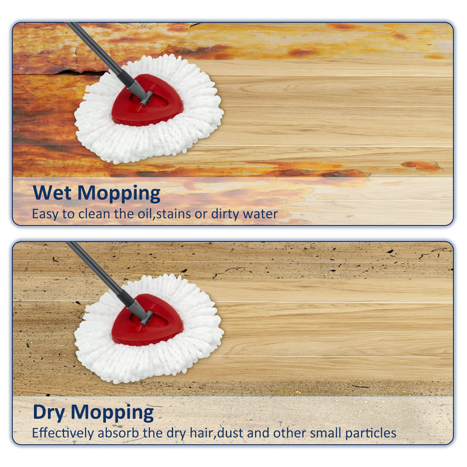2 Pack Spin Mop Replacement Heads Compatible with Oceda EasyWring 1 Tank System - Thick Microfiber Pads for Deep Cleaning, Machine Washable & Easy to Install - Perfect for Hardwood, Tile, and Laminate Floors