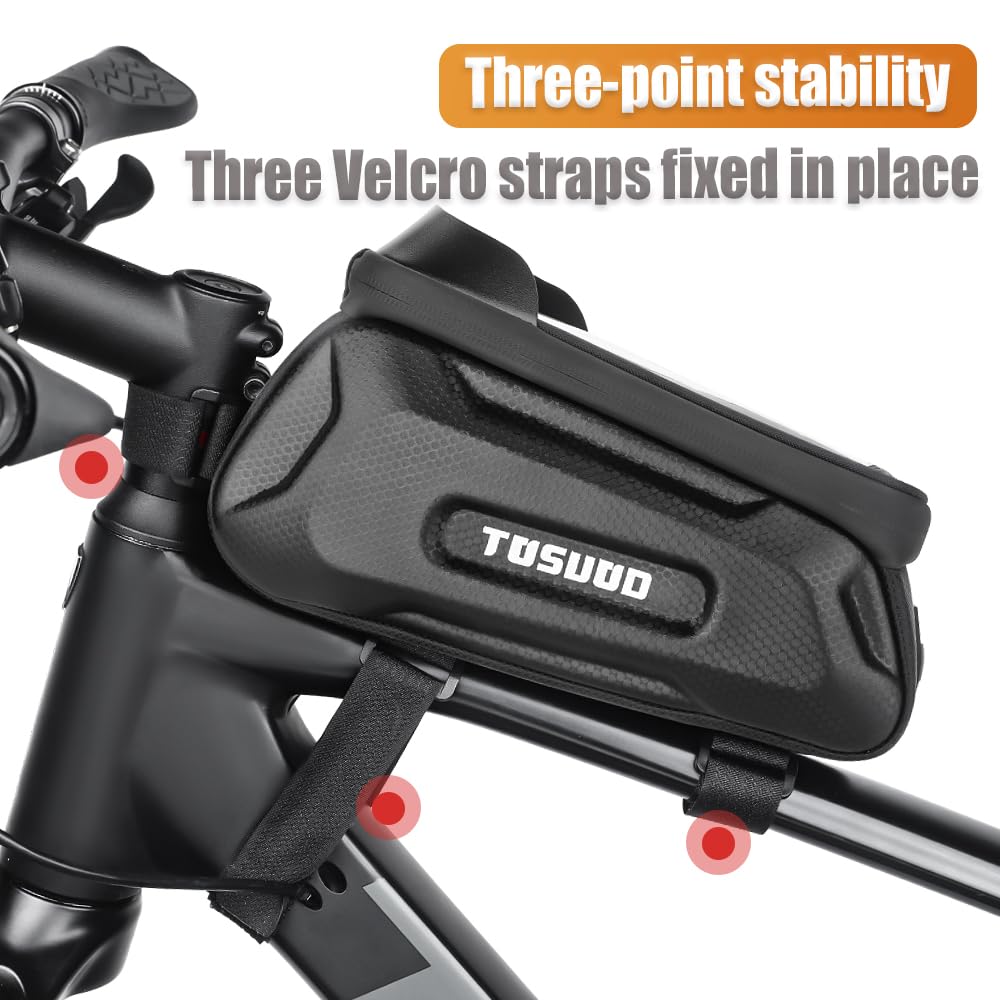 **Waterproof Bike Phone Mount Bag - Touchscreen Accessible Frame Bag for Bicycles | Compatible with Phones Under 7.2