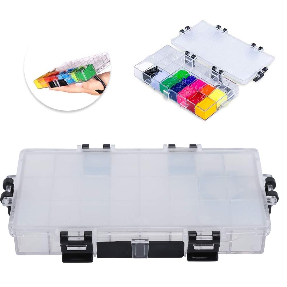 24 Grid Empty Watercolor Tin Box - Portable Palette for Watercolor, Gouache, Acrylic & Oil Paints - Perfect for Artists, Students & Outdoor Painting