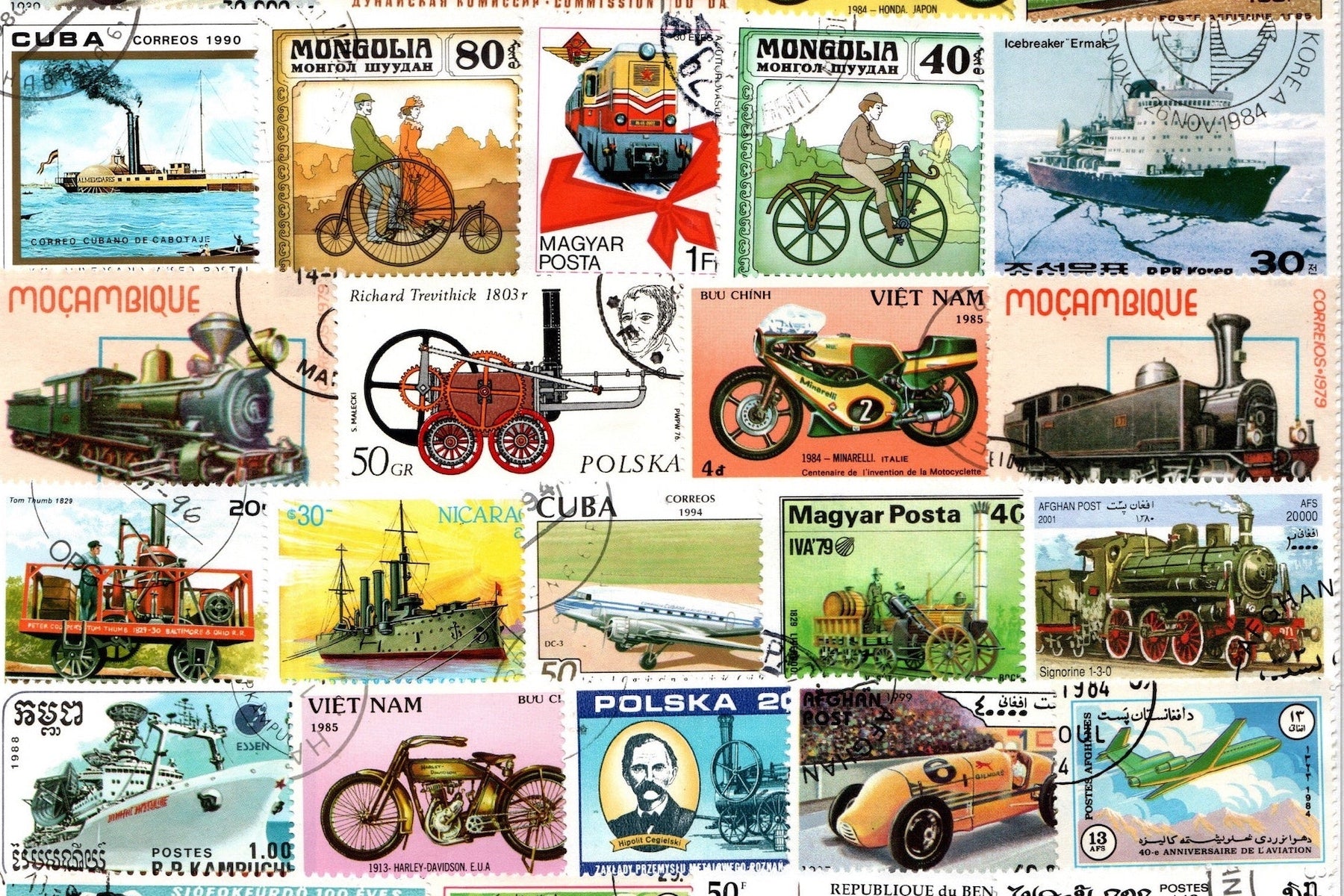 Vintage Postage Stamps Collection - Rare & Antique Stamps for Collectors, Philately, Scrapbooking & Decoration