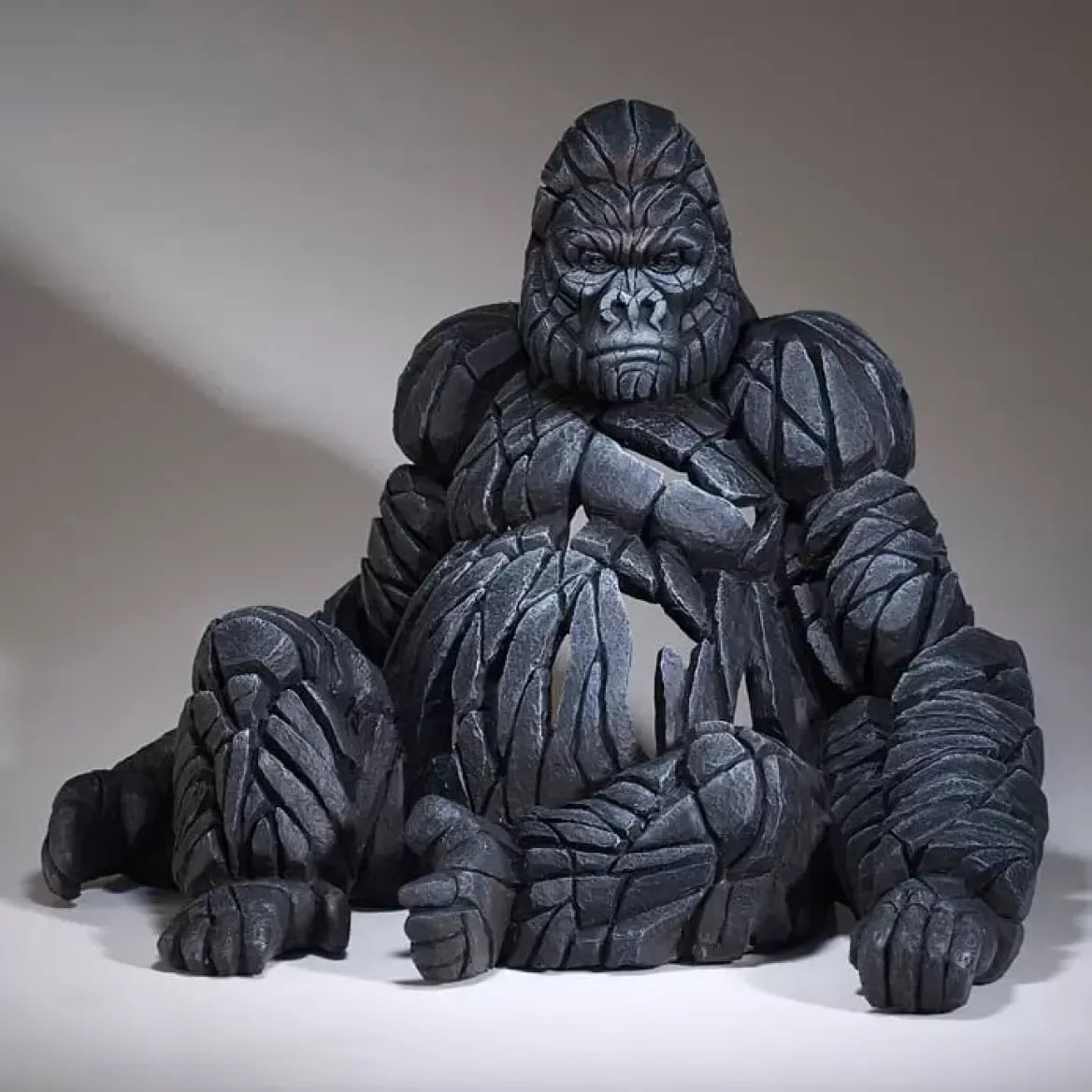 Edge Sculpture - Sitting Gorilla Statue for Home & Office Decor | Handcrafted Figurine for Bookshelf, Desk, or Gift