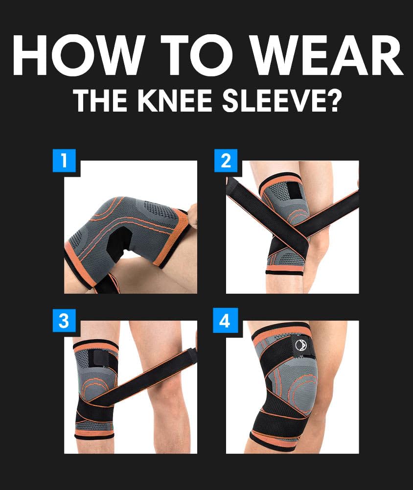 Best Knee Compression Sleeve for Men & Women - Breathable Knee Brace Support for Pain Relief, Arthritis, Running, Workout & Sports - Adjustable Knee Sleeves for Active Lifestyle & Joint Protection