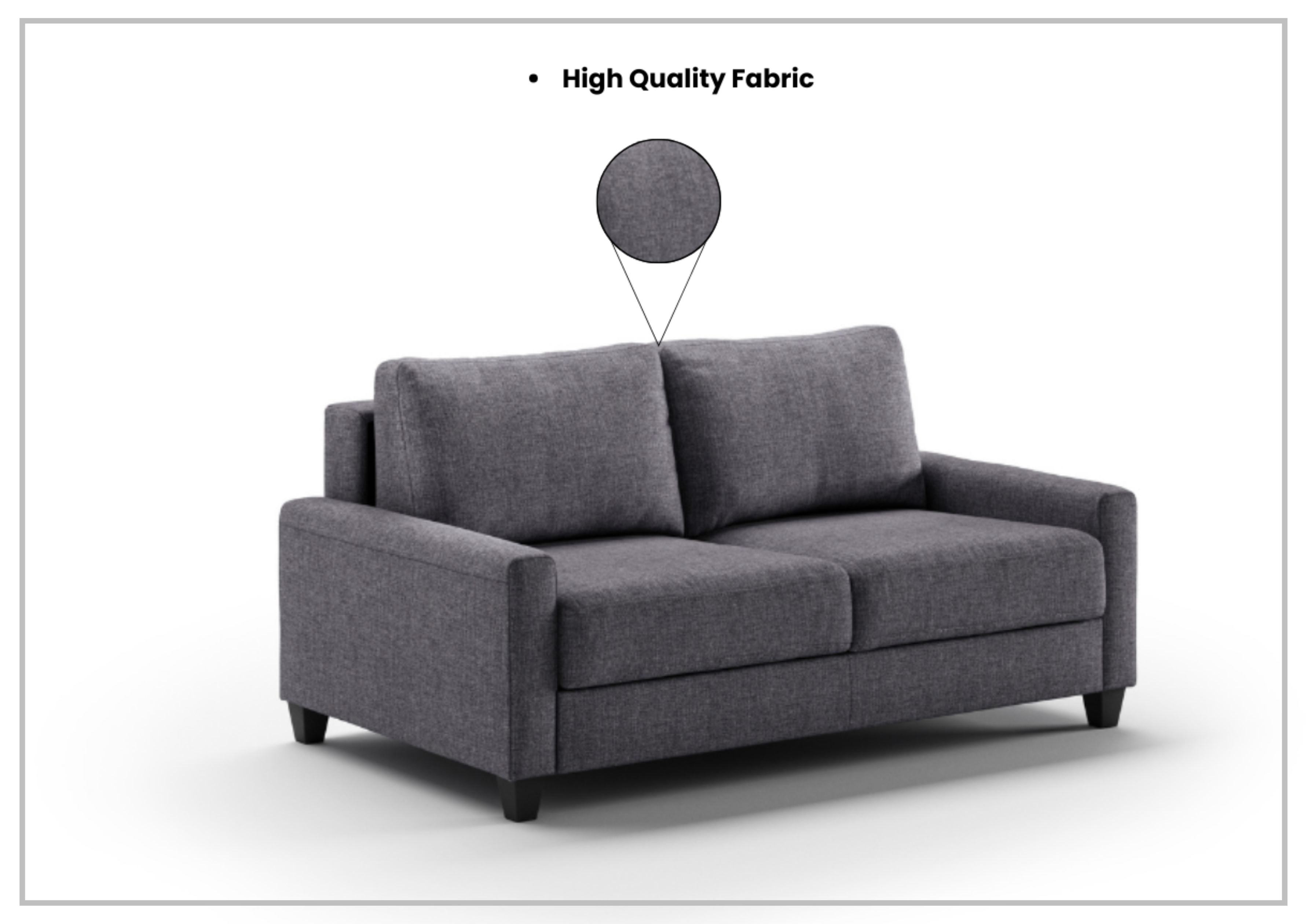 Luonto Nico Fabric Sleeper Sofa - Convertible Bed with Walnut or Chrome Legs - Full, Queen & King Size Options - Perfect for Small Spaces, Guest Rooms & Apartments