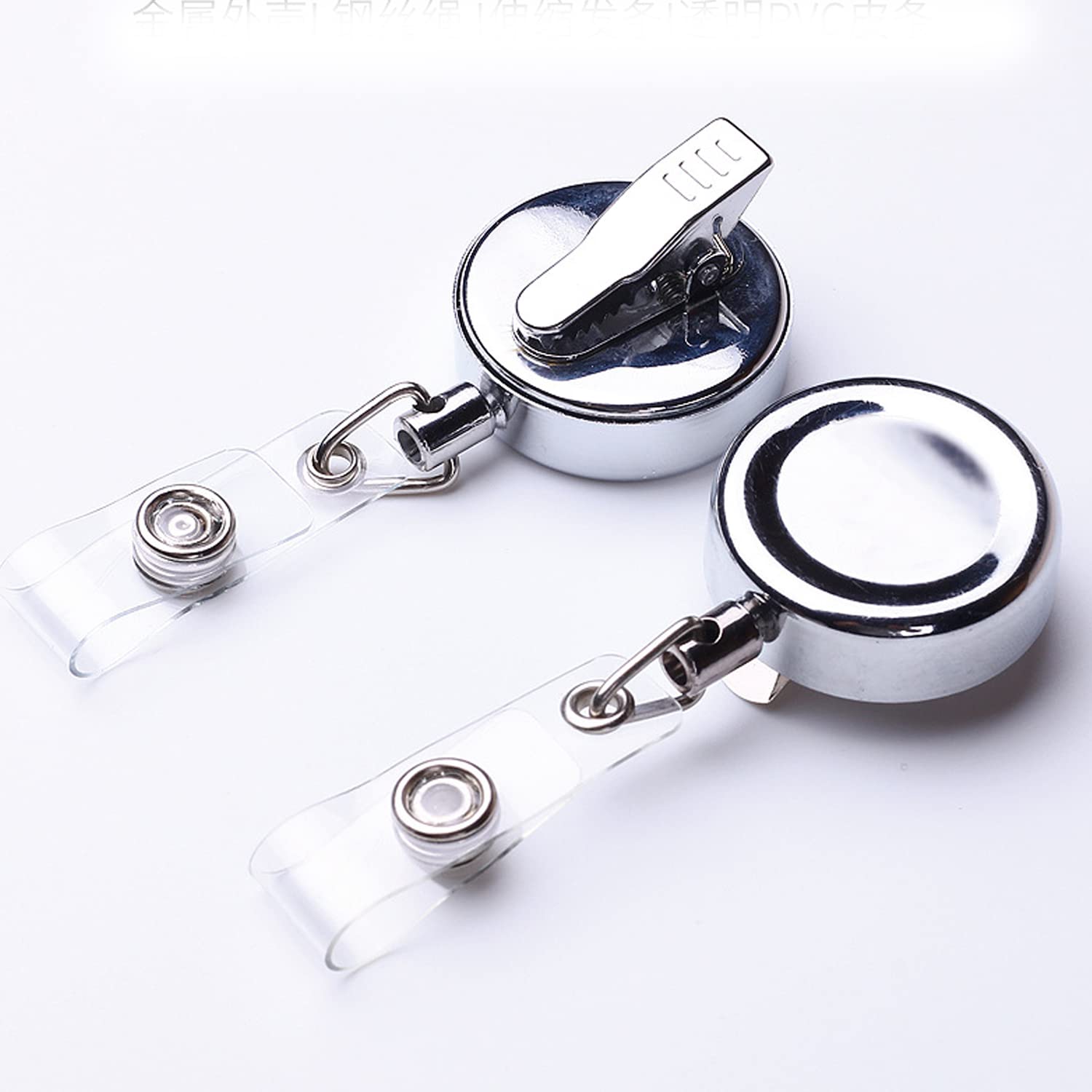 2Pcs Retractable Fishing Line Cutter Keychain - Carabiner Reel Key Holder with 60cm Cord & 2.5cm Split Ring (Silver) - Perfect for Anglers, Camping, Hiking & Outdoor Activities