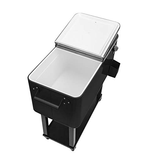 80 QT Rolling Ice Chest Cooler with Wheels & Shelf - Portable Outdoor Drink Cooler Cart for Picnics, BBQs, Camping & Tailgating - Perfect for Patio, Beach & Backyard Parties