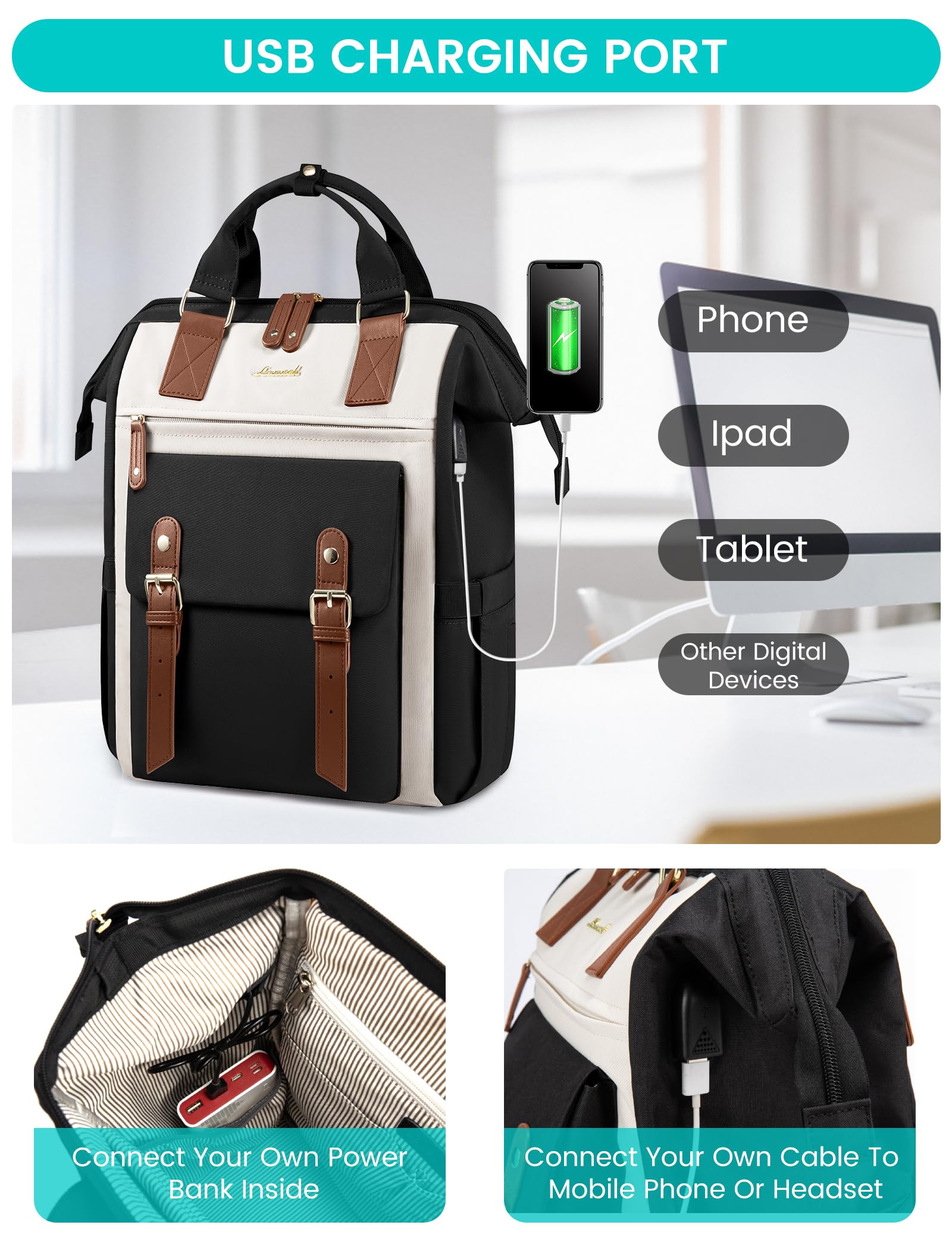 LOVEVOOK 18 Inch Laptop Backpack for Women - Extra Large Travel Backpack, Work Bag for Teachers & Nurses, Business Computer Backpack with Luggage Strap - Perfect for College, Commuting & Weekend Trips