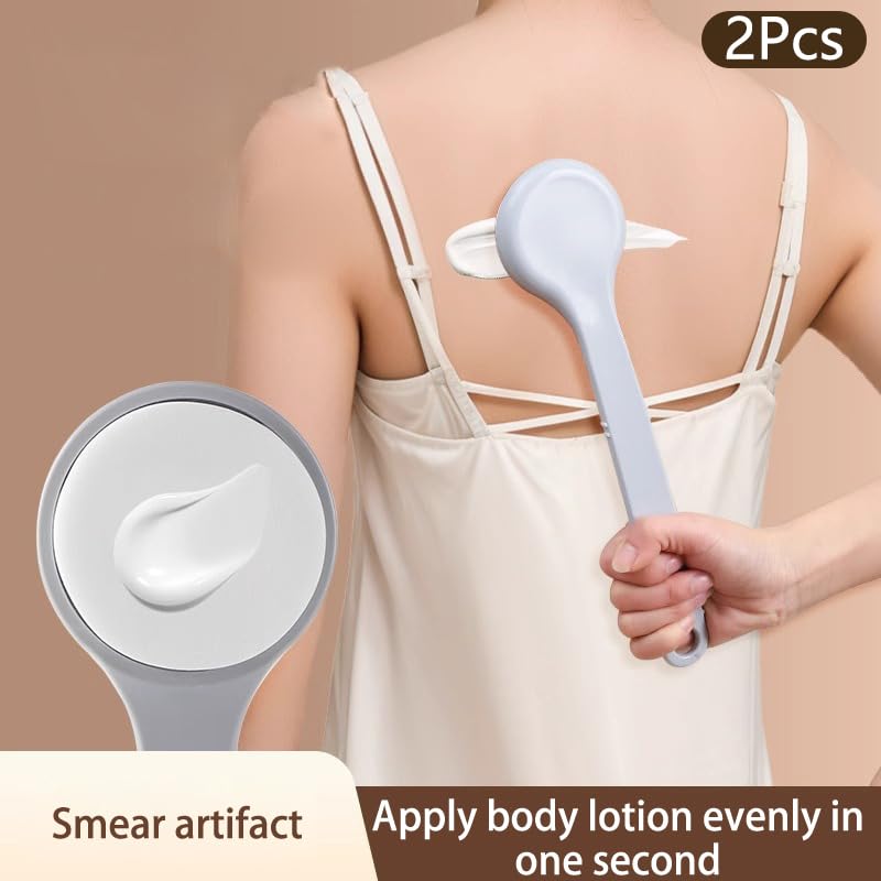 2Pcs Long Handle Sunscreen & Lotion Applicator - Multi-Function Back & Body Cream Spreader, Shower Brush for Easy Self-Application - Perfect for Hard-to-Reach Areas, Sun Protection & Moisturizing at Home or Travel