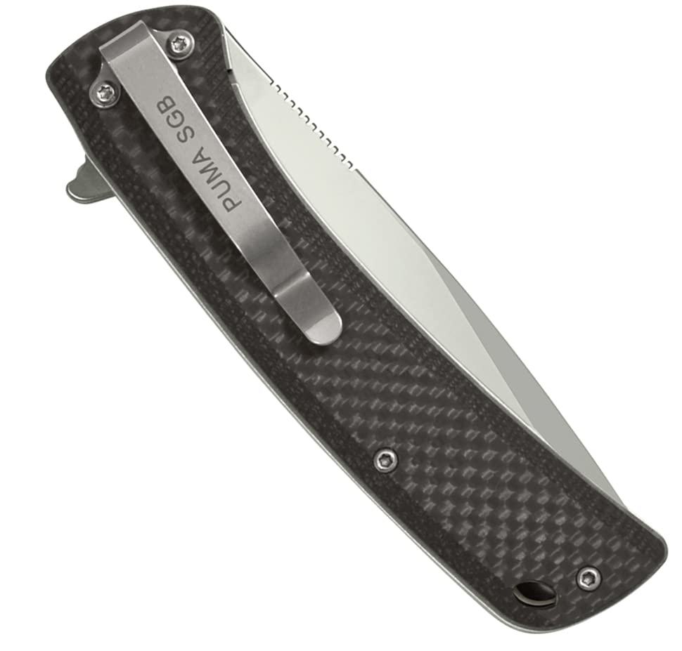 Puma Mach1 Black Carbon Fiber Ceramic Ball Bearing Folding Pocket Knife - EDC, Outdoor Camping, Hiking & Survival Tool