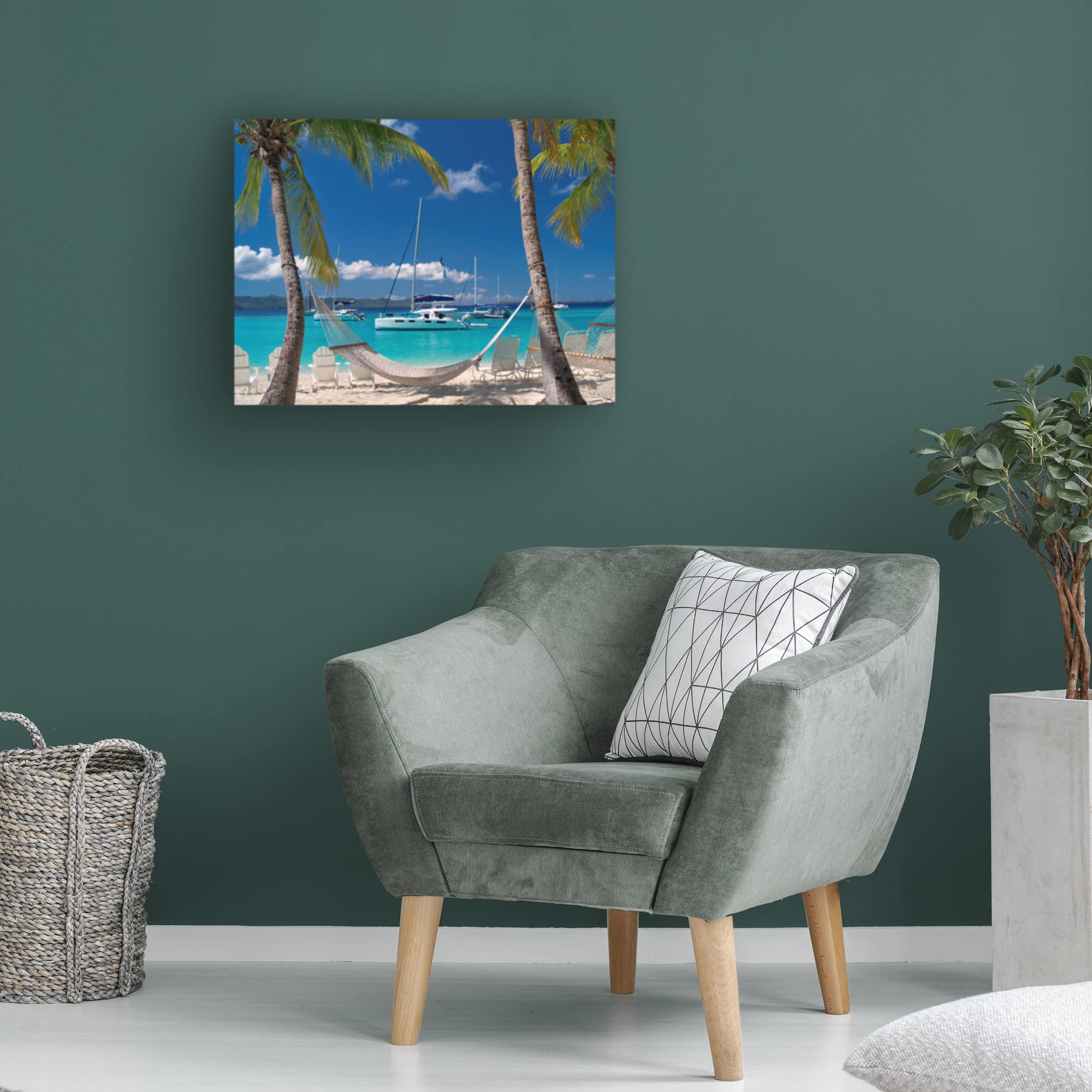 Dennis Frates 'Beach Chair 6' Canvas Wall Art Print - Coastal Decor for Living Room, Bedroom & Office - Seascape Painting for Home & Beach House Decor