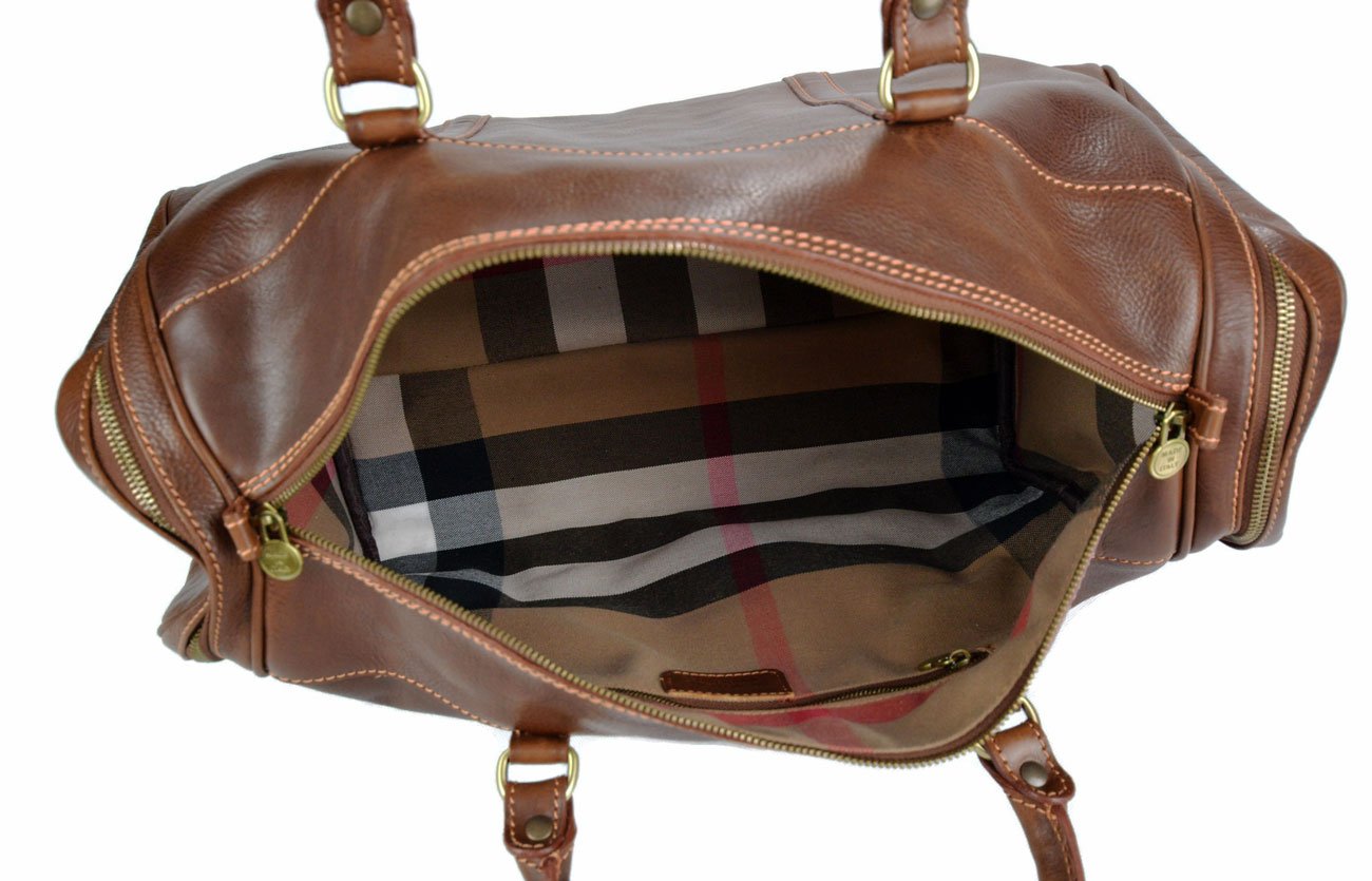 Premium Leather Duffle Bag for Travel - Weekender Carry On Luggage Overnight Bag (Matt Brown) - Ideal for Business Trips, Gym, Weekend Getaways & Outdoor Adventures