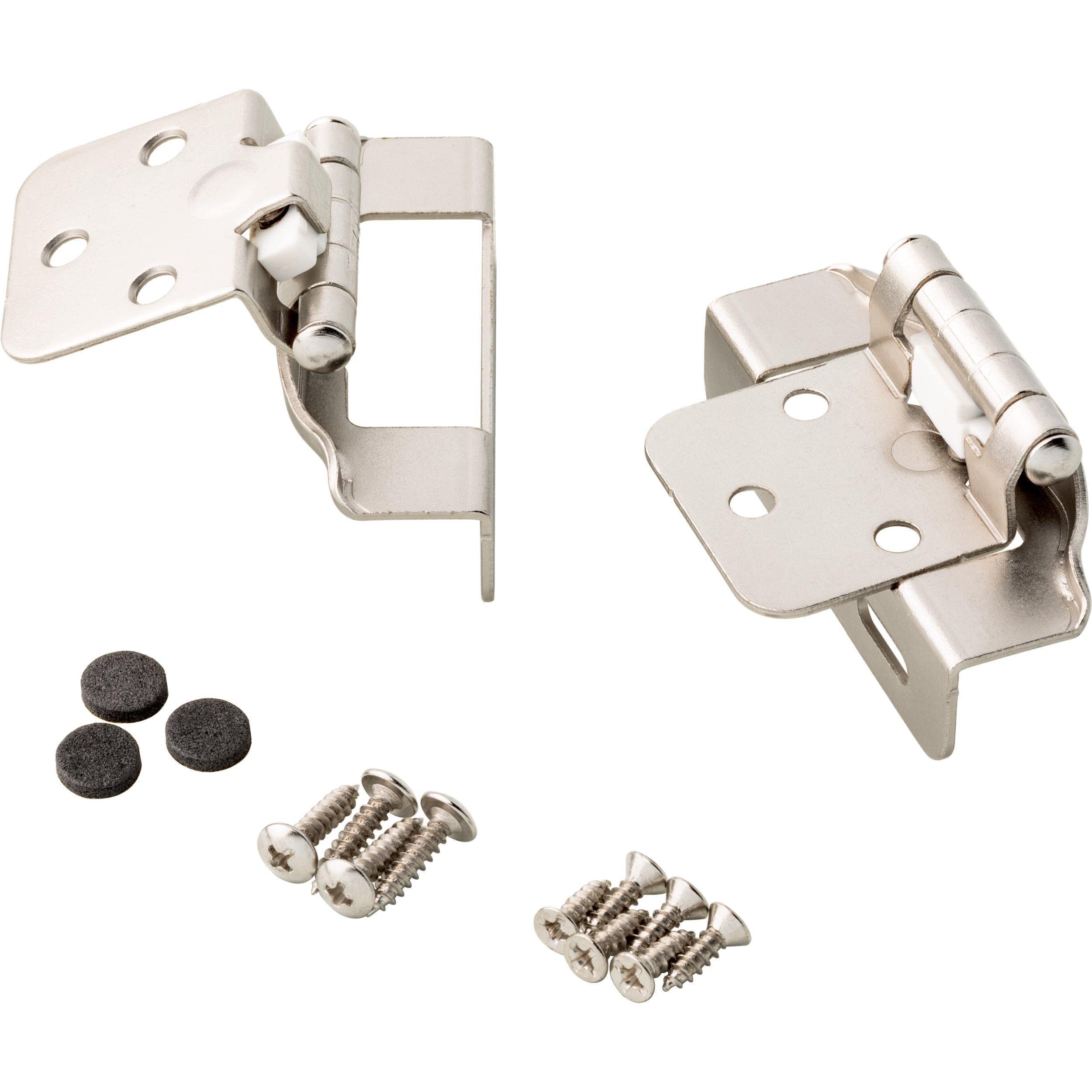 Franklin Brass 10-Pack Self-Closing Cabinet Hinges 1/2 Inch Semi-Wrap Overlay - Satin Nickel Finish H01915K-SN-B for Kitchen Cabinets, Cupboards & Furniture (Perfect for Smooth Door Closing & Space Saving)
