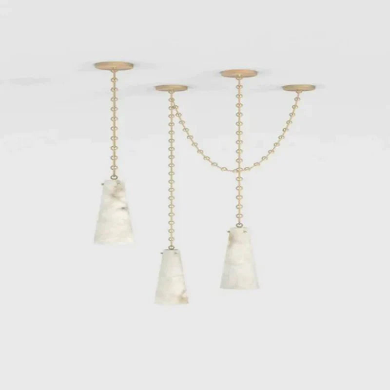 Cassie Alabaster Marble Modern 3-Light Pendant Light Fixture - Elegant Dining Room, Kitchen Island or Entryway Lighting