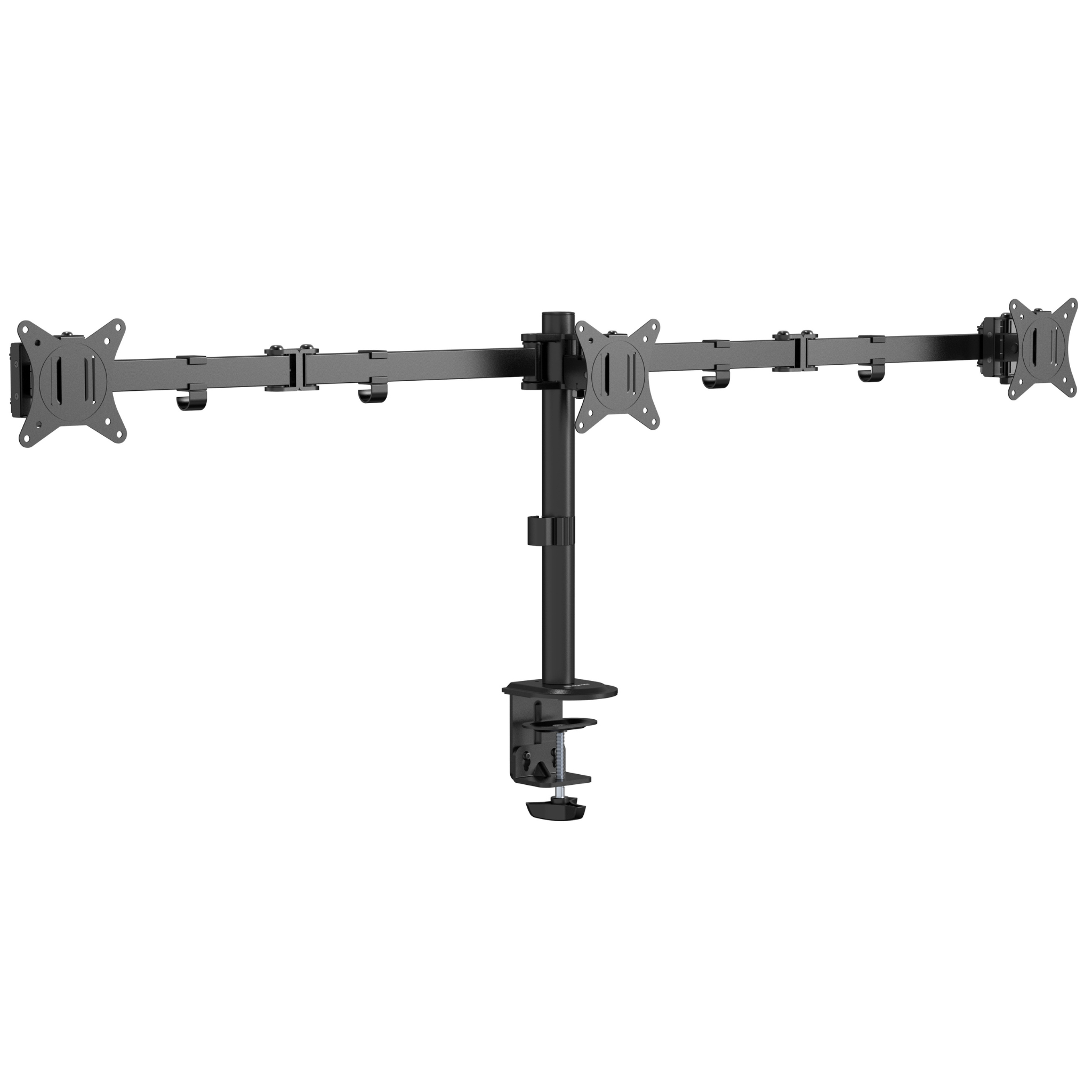 Outshine Gaming Triple Monitor Mount Stand - Adjustable 3 Screen Desk Clamp for PC, Laptop, Workstation - Perfect for Gamers, Streamers & Office Professionals