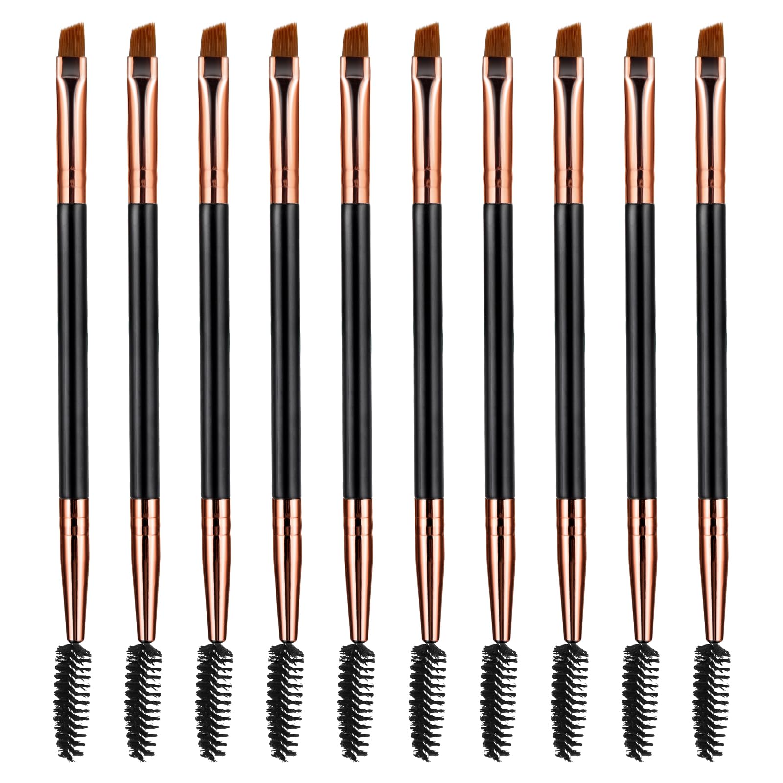 10Pcs Eyebrow Brush Set - Double Ended Spoolie & Angled Brow Brushes for Precision Makeup & Blending - Perfect for Eyebrow Powder & Eyelash Tint Application