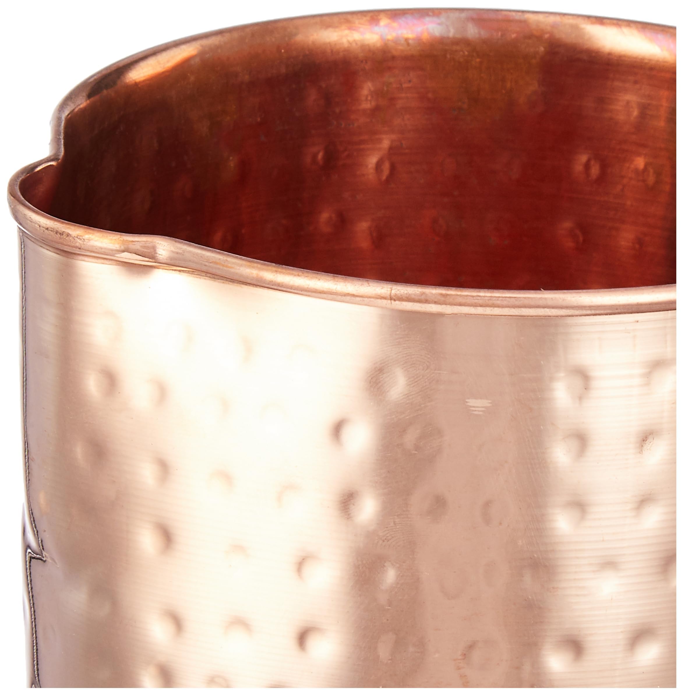 Solimo Hammered Copper Jug with Copper Glass - 1350ml (45.6 oz) - Elegant Water Pitcher for Home, Bar & Party - Perfect for Iced Tea, Lemonade & Cocktails