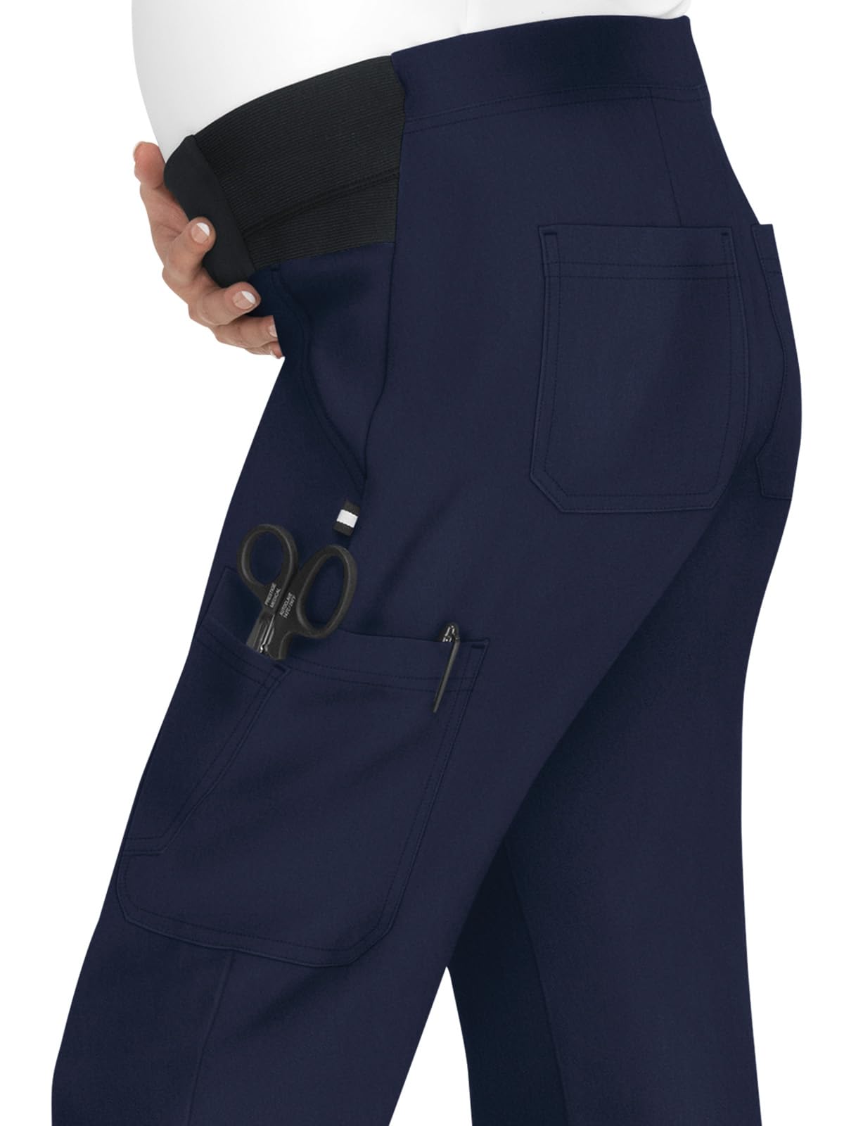 KOI Next Gen 755 Women's Maternity Scrub Pants - Comfortable Stretchy Nursing Work Pants for Healthcare Professionals (Navy, XSP) - Perfect for Hospitals, Clinics & Long Nursing Shifts