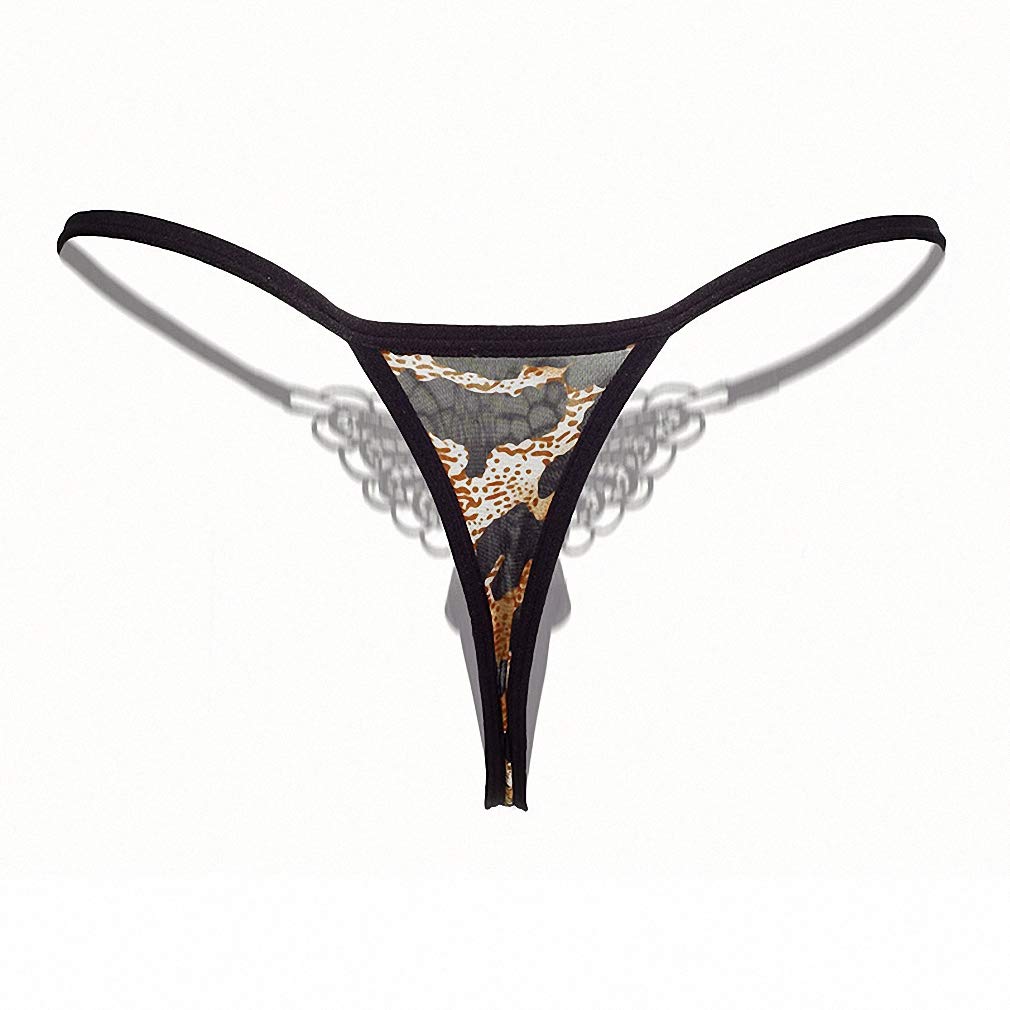 Sexy Women's Leopard Print Thong Underwear with Butterfly Embroidery - Comfortable G-String Panties for Date Night & Special Occasions