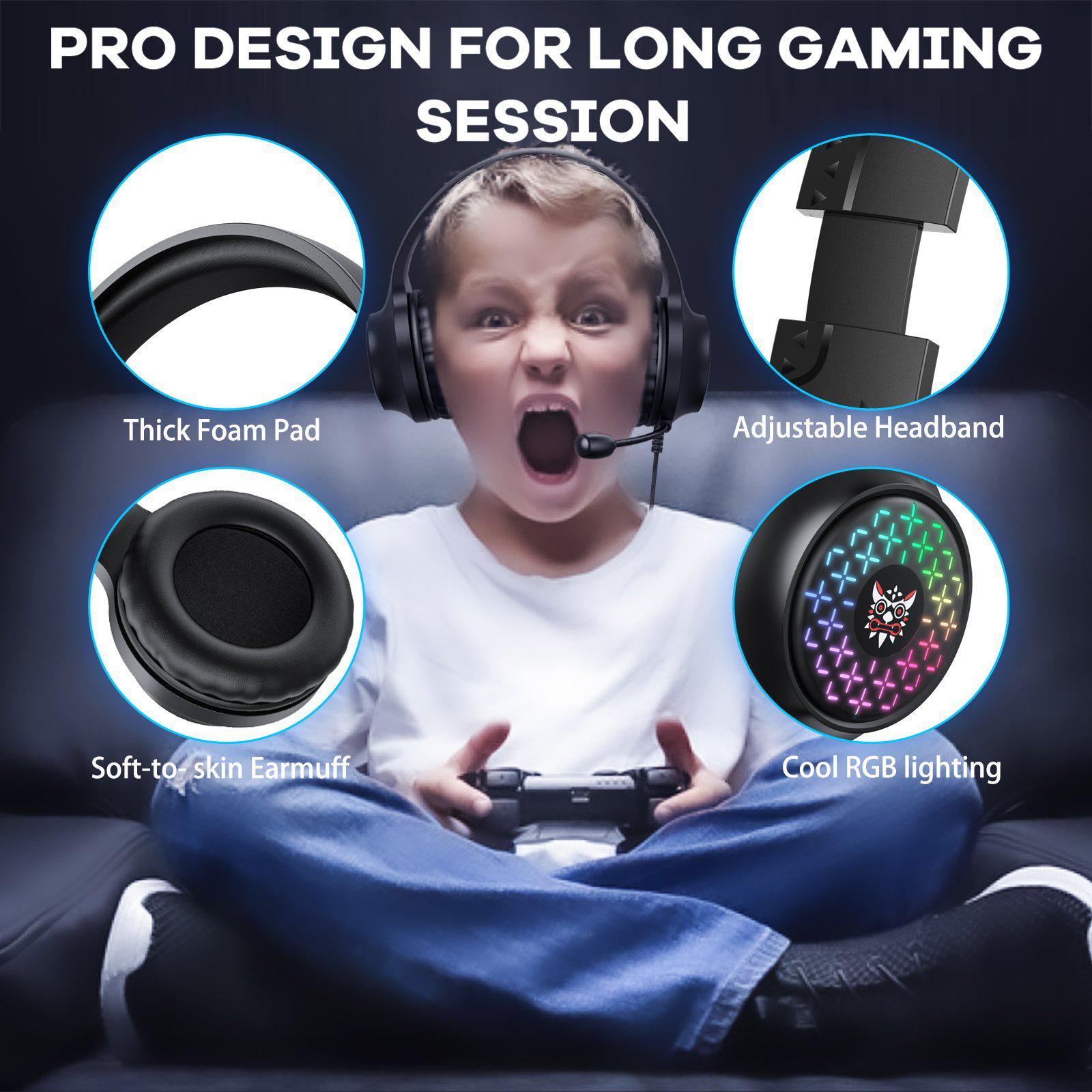 ONIKUMA X7 PRO Wired Gaming Headset with RGB Lights & Noise Cancellation - Perfect for PC, PS4, Xbox Gaming & Online Meetings
