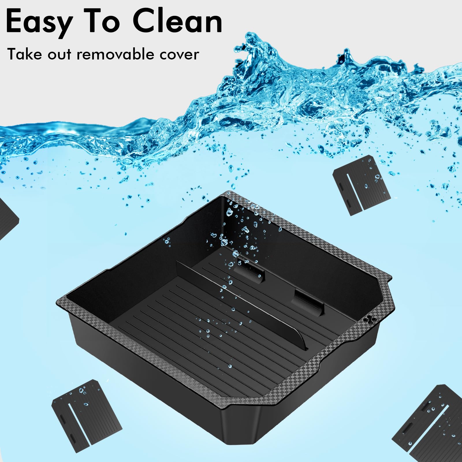Premium Tesla Model 3 & Y Center Console Organizer Set (5-Piece) - Hidden Storage Box, Cup Holder & Armrest Drawer Tray for 2024-2025 Highland/Juniper Models - Perfect for Road Trips & Daily Commute Organization