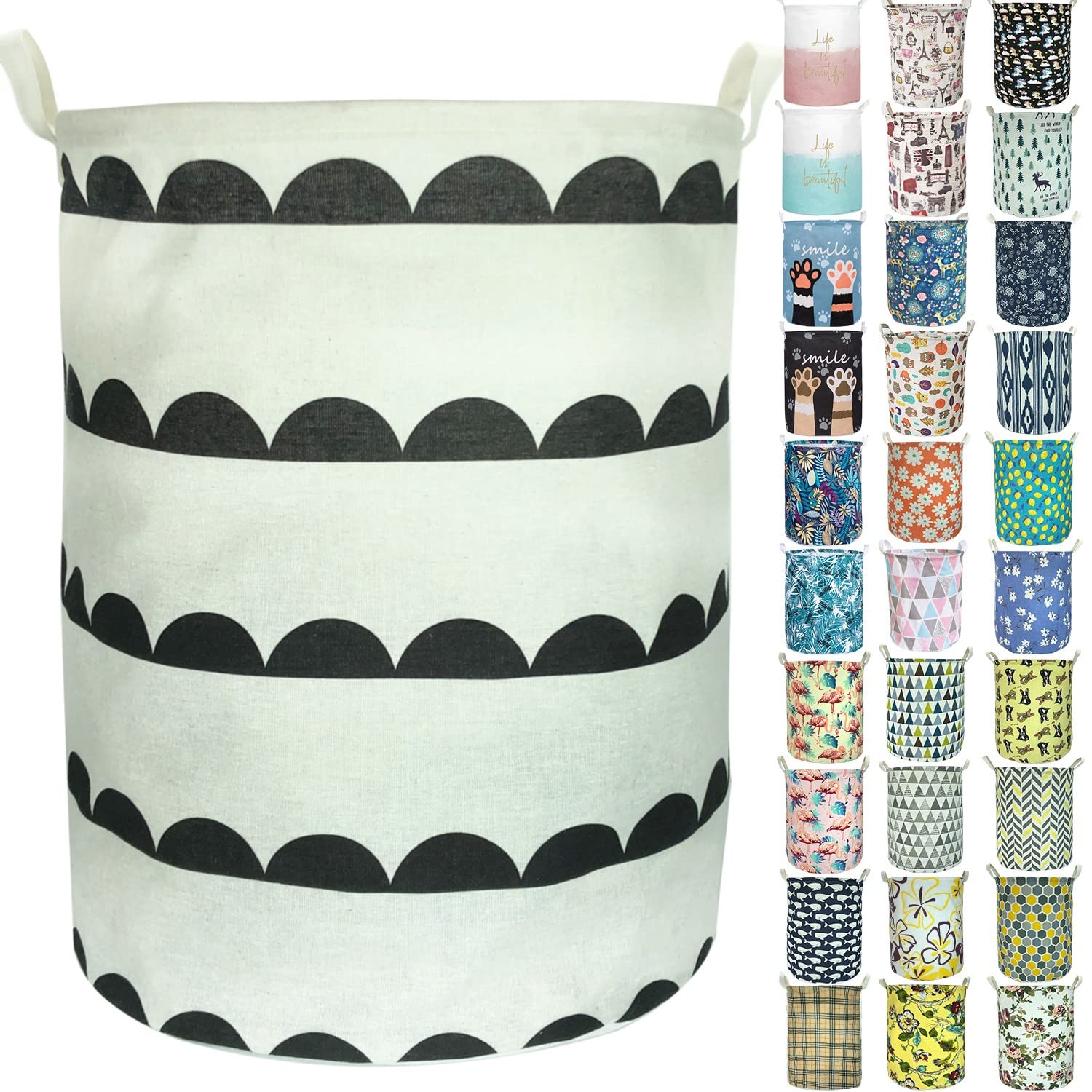 Aouker 19.7’’ Waterproof Foldable Laundry Hamper & Clothes Basket - Collapsible Storage Organizer for Dirty Laundry, Toys, Linens - Perfect for Bedroom, Bathroom, Dorm & Nursery (Semicircle Design)