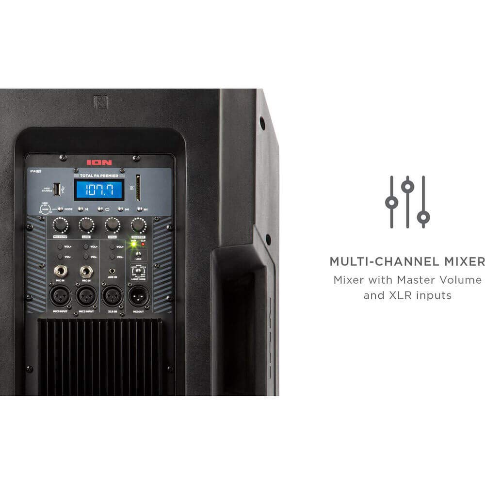 ION Audio Total PA Premier 500W High Power Bi-Amplified Bluetooth PA System with LED Lights - Perfect for Outdoor Events, Parties, and Live Performances