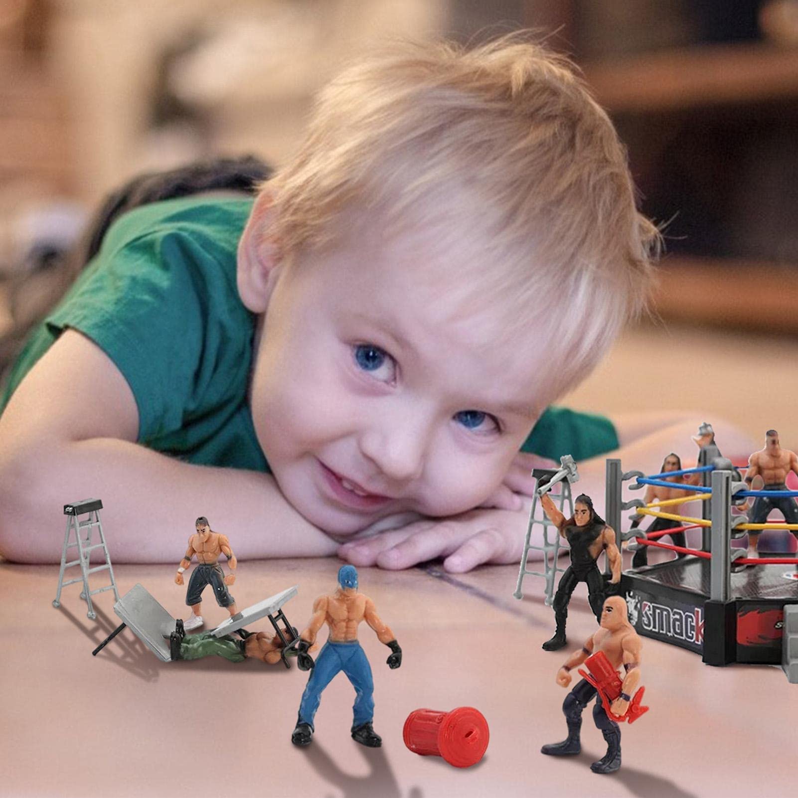 Wrestling Toys for Kids - Wrestler Warriors Action Figures with Ring & Realistic Accessories - Fun Miniature Fighting Toys - Perfect Gift for Boys and Girls - Birthday Party, Playtime & Role-Playing Games