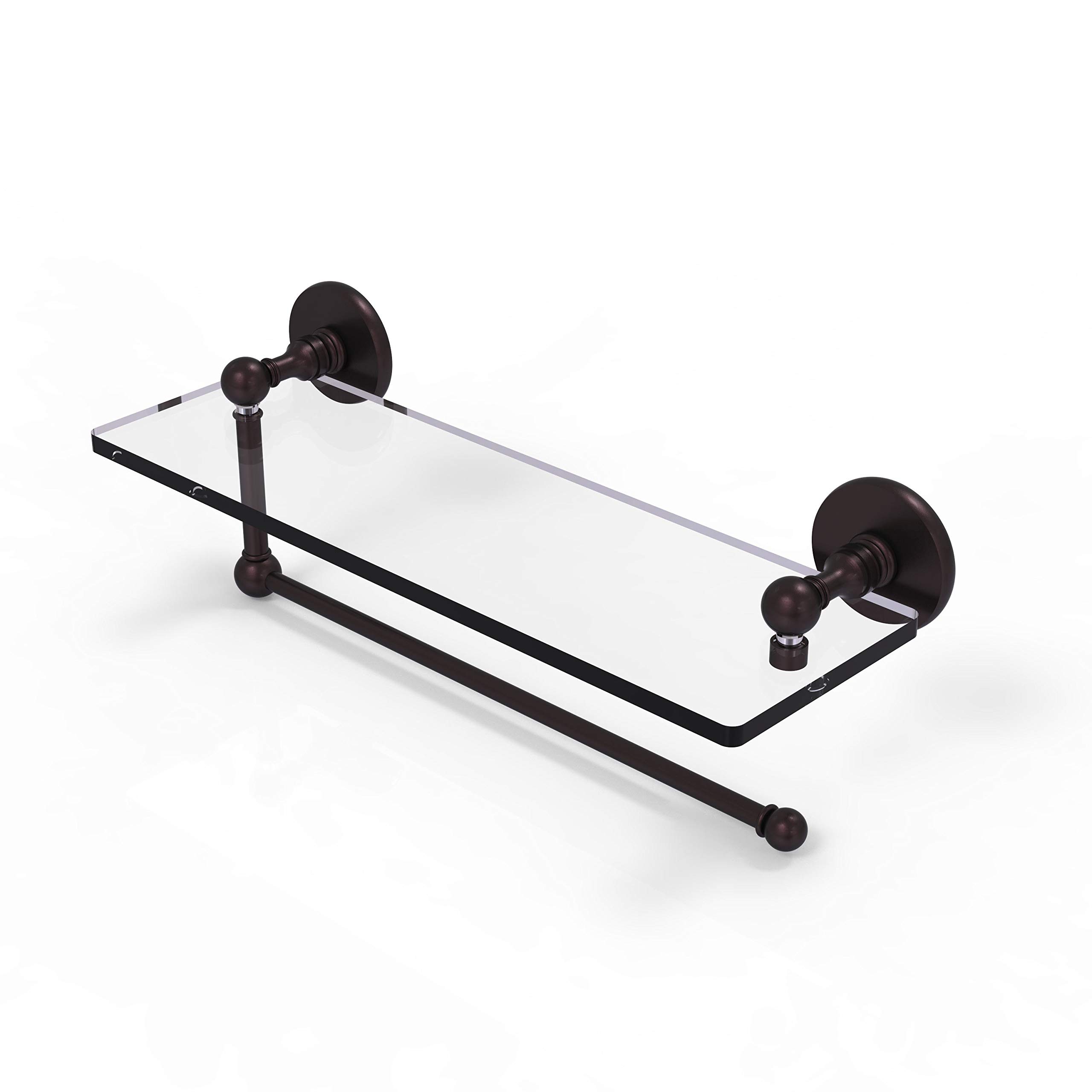 Allied Brass Prestige Skyline Collection 16 Inch Glass Shelf Paper Towel Holder in Antique Bronze - Stylish Kitchen & Bathroom Organizer for Modern Homes