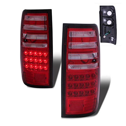 Red/Clear LED Tail Lights Assembly Set for Toyota Land Cruiser - Pair (Left Driver & Right Passenger Side) Replacement - Upgrade Your Off-Road Vehicle for Night Driving & Enhanced Safety
