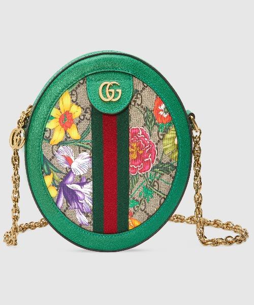 Gucci Ophidia GG Flora Mini Round Crossbody Bag in Green | Luxury Designer Shoulder Purse for Women | Perfect for Date Night & Evening Events