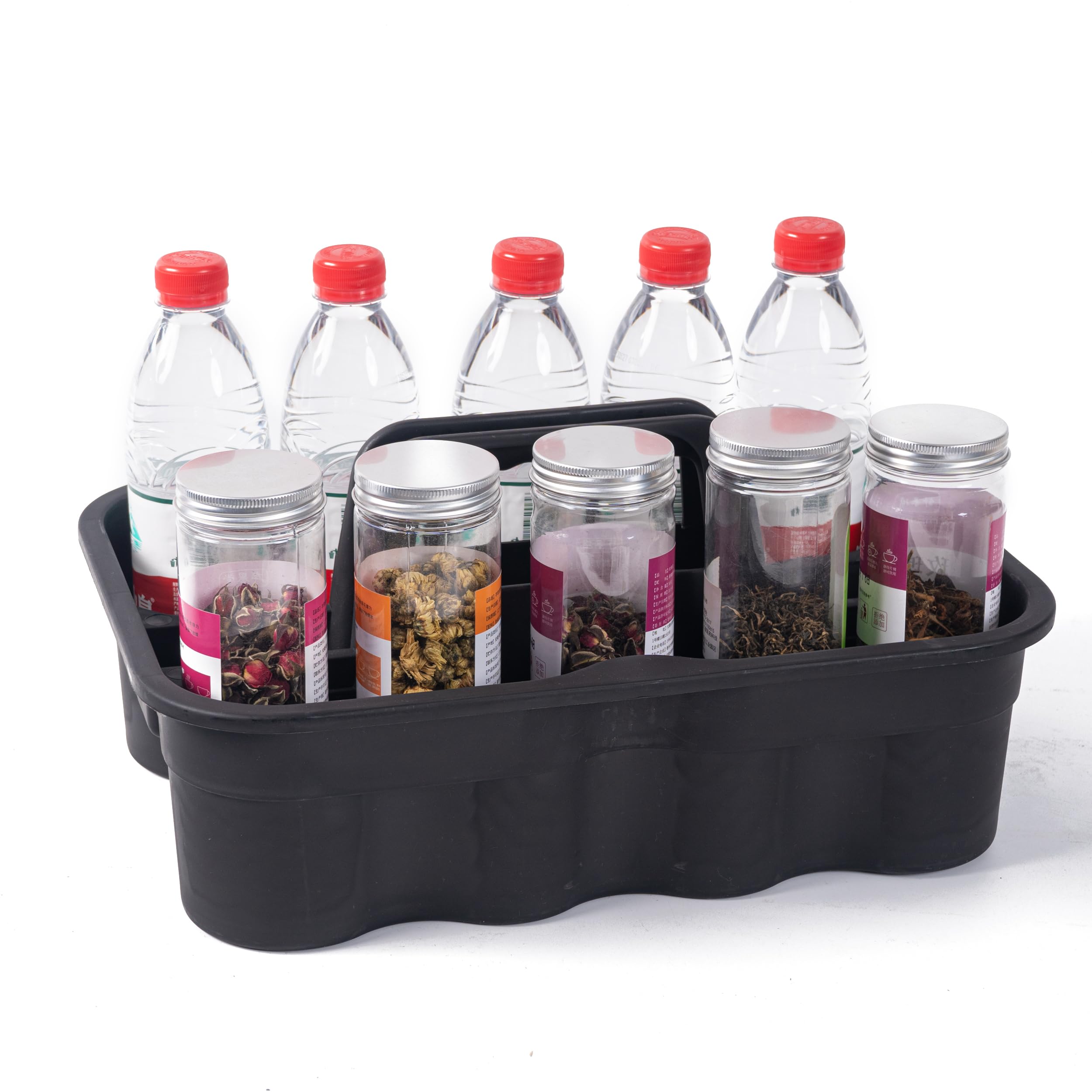 3-Pack Large Plastic Tote Caddy with Handle - Portable Storage for Cleaning Supplies, Bathroom & Kitchen Organization - Black