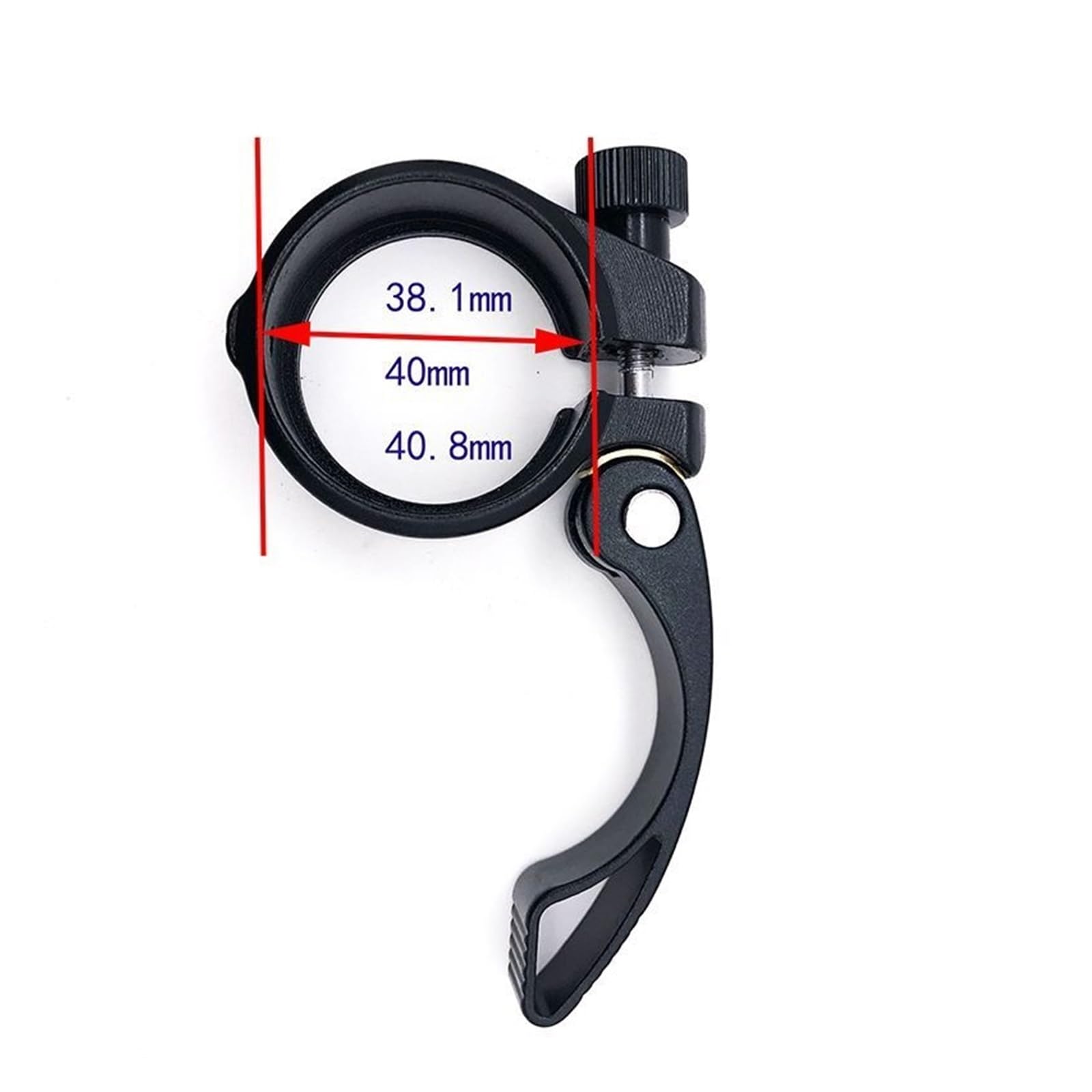 Quick Release Bike Seat Clamp 38.1mm/40mm/40.8mm - Adjustable Aluminum Alloy Seat Post Clamp for Cycling - Secure & Easy Height Adjustment (40.8mm Black) - Perfect for Mountain Bikes, Road Bikes & Commuter Bicycles