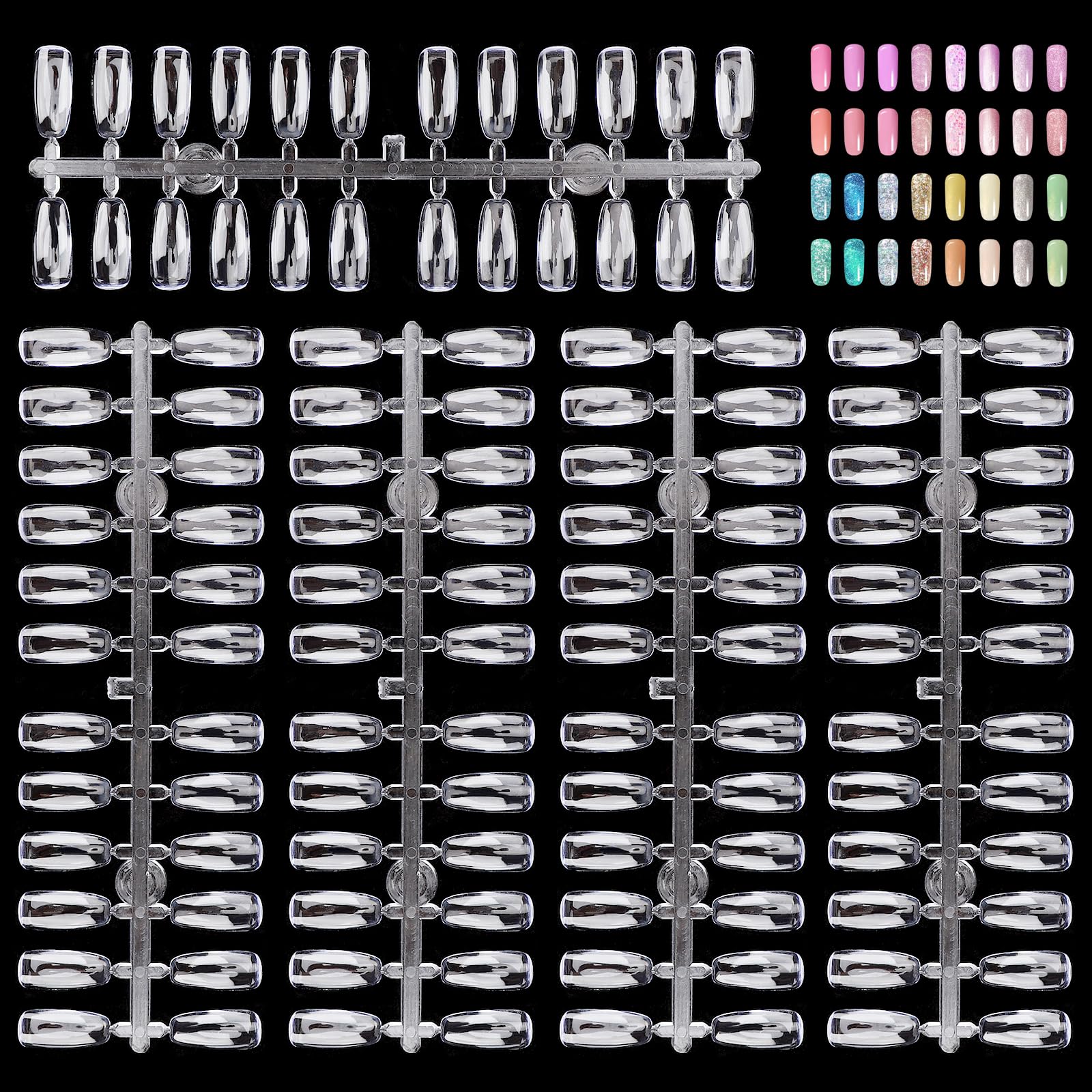 Segbeauty 720pcs Clear False Nail Tips - Flat Square Fake Nail Art Tips for Nail Polish Display & Practice | Professional Nail Color Swatch Organizer for Salons, DIY Manicures & Nail Art Training