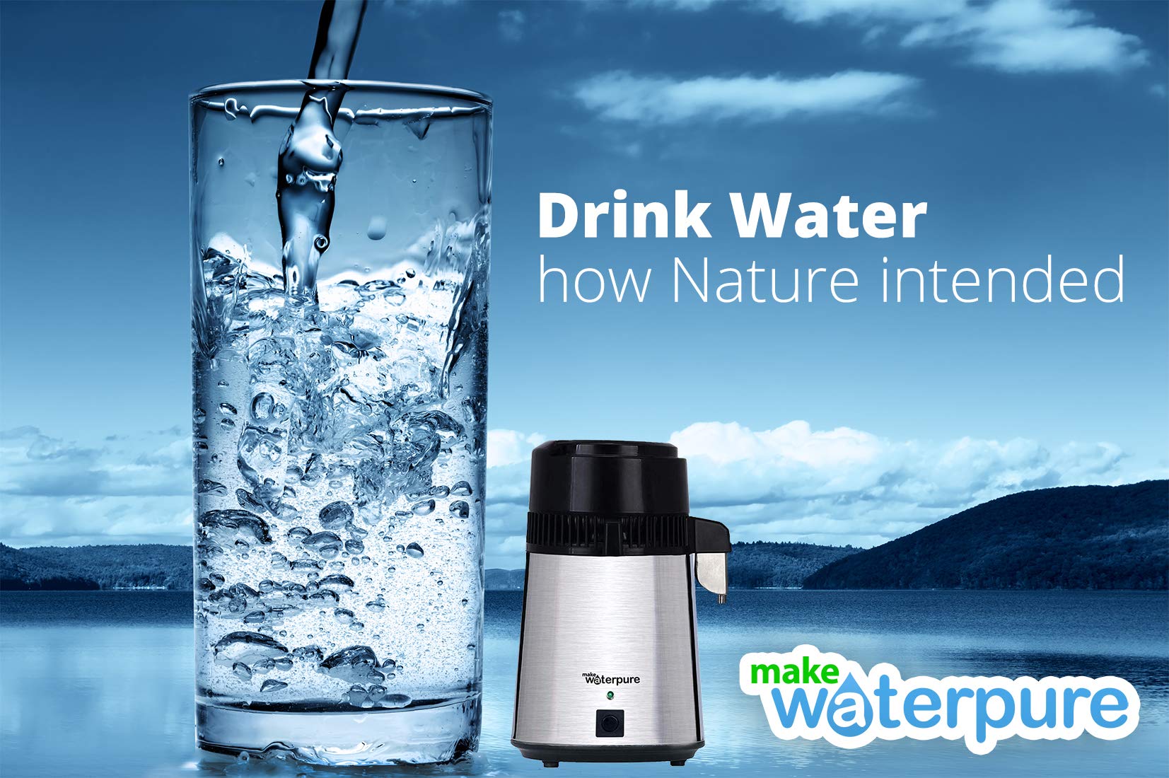 Stainless Steel Water Distiller with 12 Carbon Filters (3 Years Supply) & 4L Glass Jug - Pure Water for Home, Office, and Emergency Preparedness
