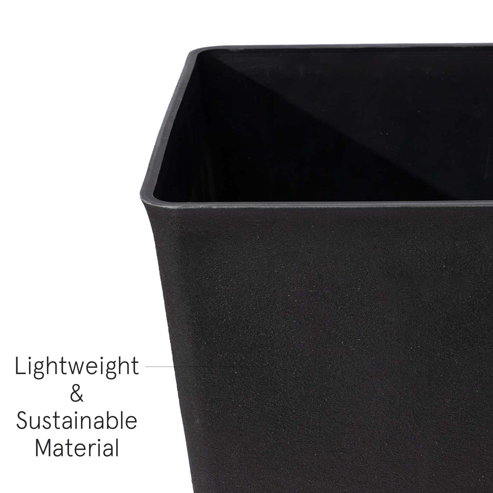 LA JOLIE MUSE 30 Inch Tall Black Planters - Set of 2 Indoor/Outdoor Rectangular Large Flower Pots with V-Shaped Taper Design - Perfect for Front Door Decor, Patio, Garden, and Home Entrance Greenery Display
