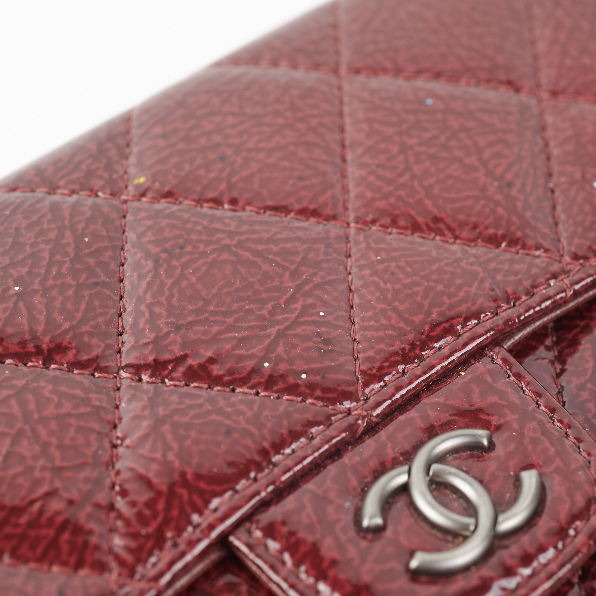 Chanel Long Quilted Patent Leather Burgundy Wallet for Women | Luxury Designer Card Holder & Money Organizer | Perfect for Everyday Use, Travel, and Gifting