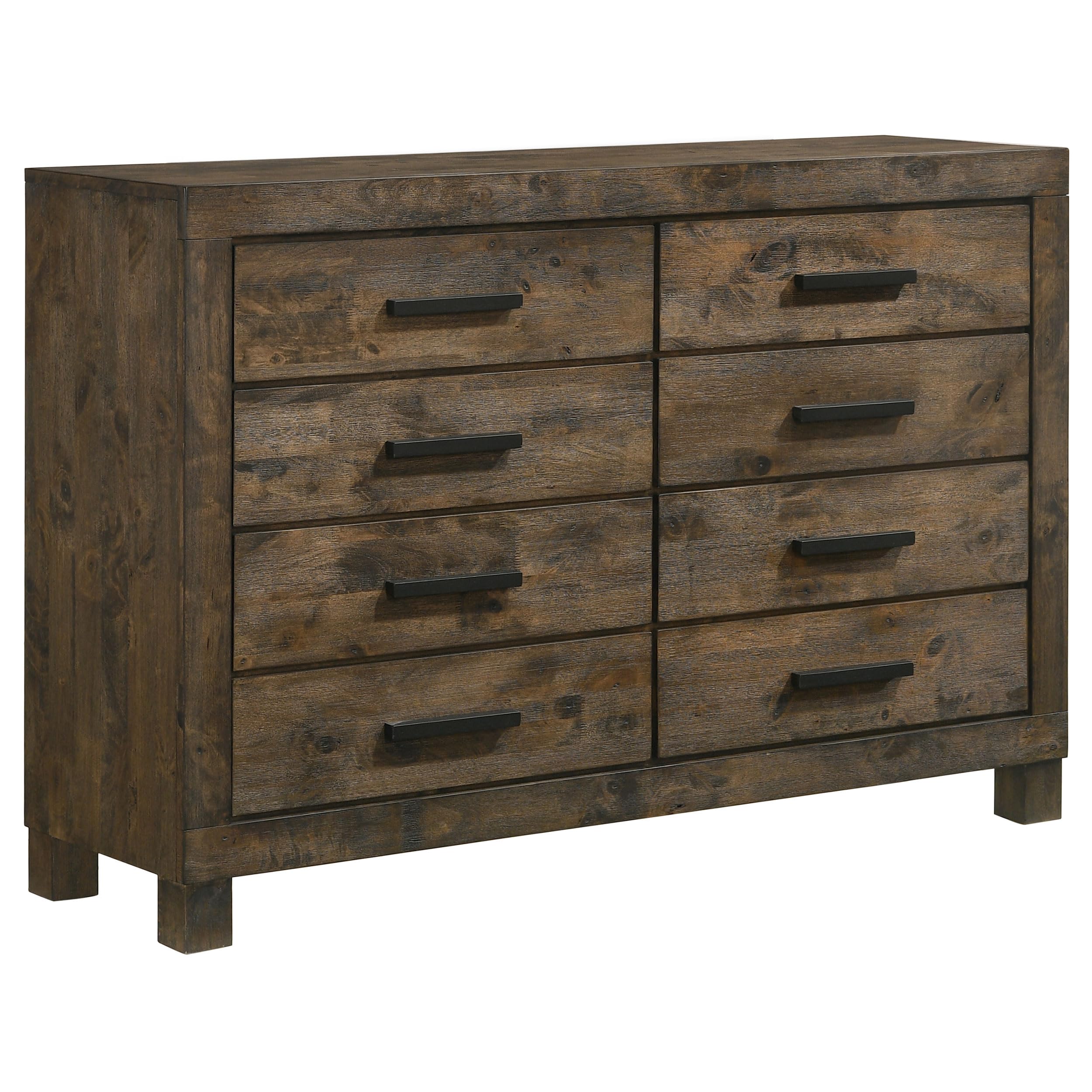 Coaster Home Furnishings Woodmont Farmhouse 5-Piece Bedroom Set - Eastern King Size Storage Panel Bed Frame with 54-inch Rustic Golden Brown Headboard (222631KE-S5) - Perfect for Farmhouse Style Master Bedrooms & Guest Rooms