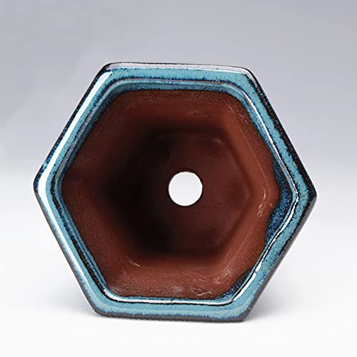 VALINK Glazed Ceramic Succulent Planter with Drainage Hole - Modern Polygonal Flower Pot for Indoor & Outdoor Plants - Perfect for Home, Office, Garden Decor